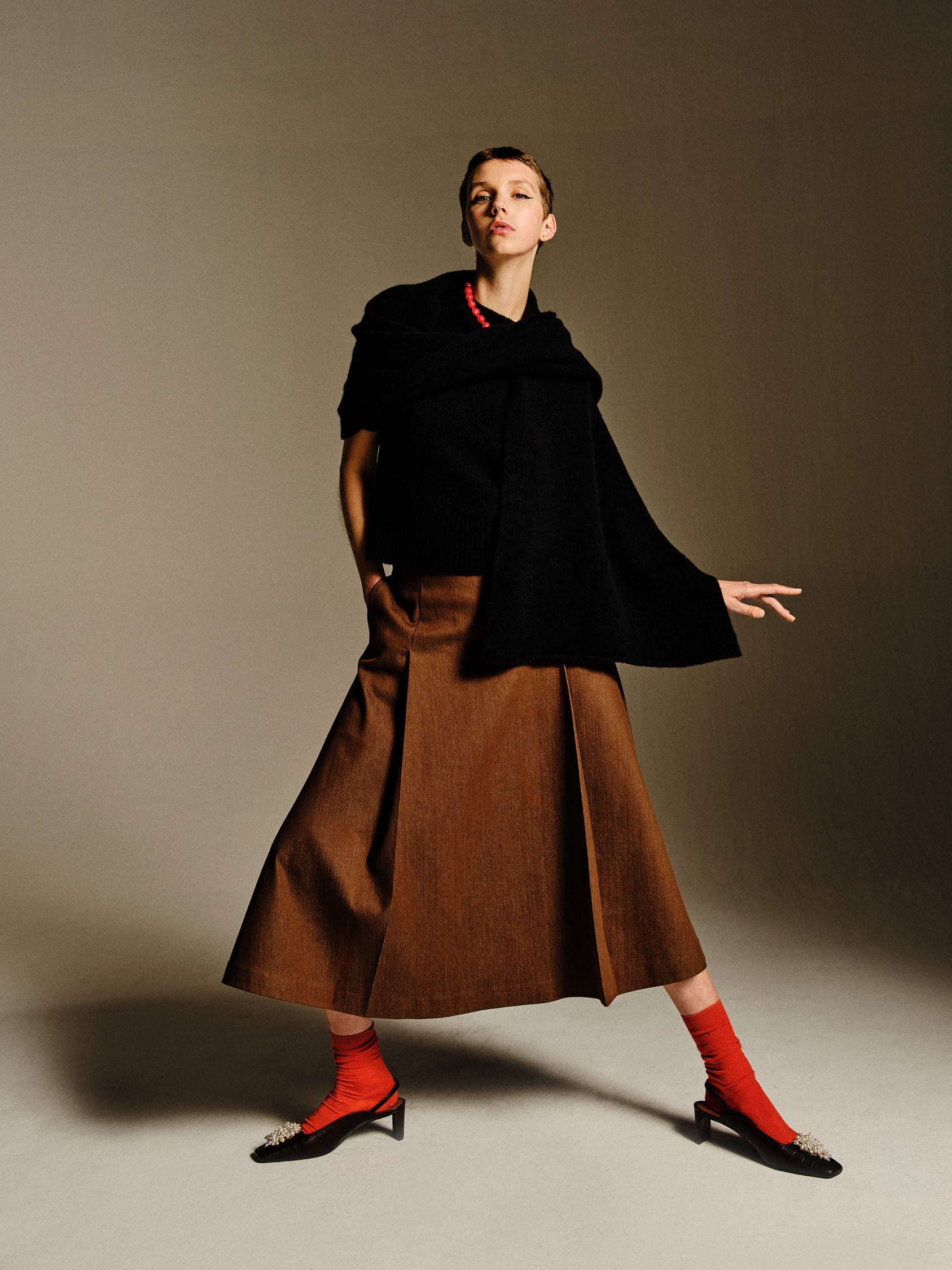 CHLOE SKIRT / CHOCO – RIKA STUDIOS