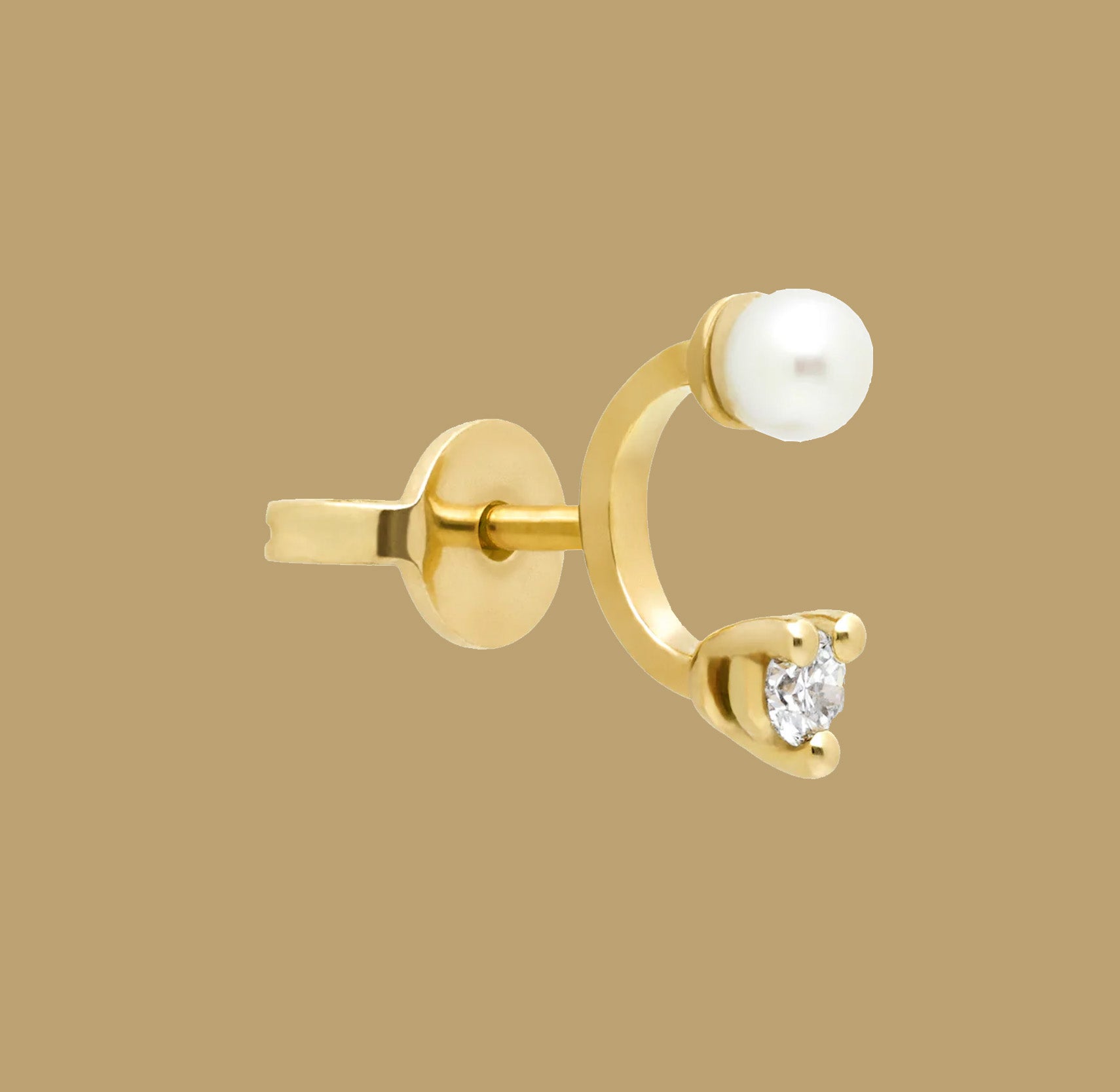 DELFINA / DOTS PEARL - DIMOND PIERCING STUD