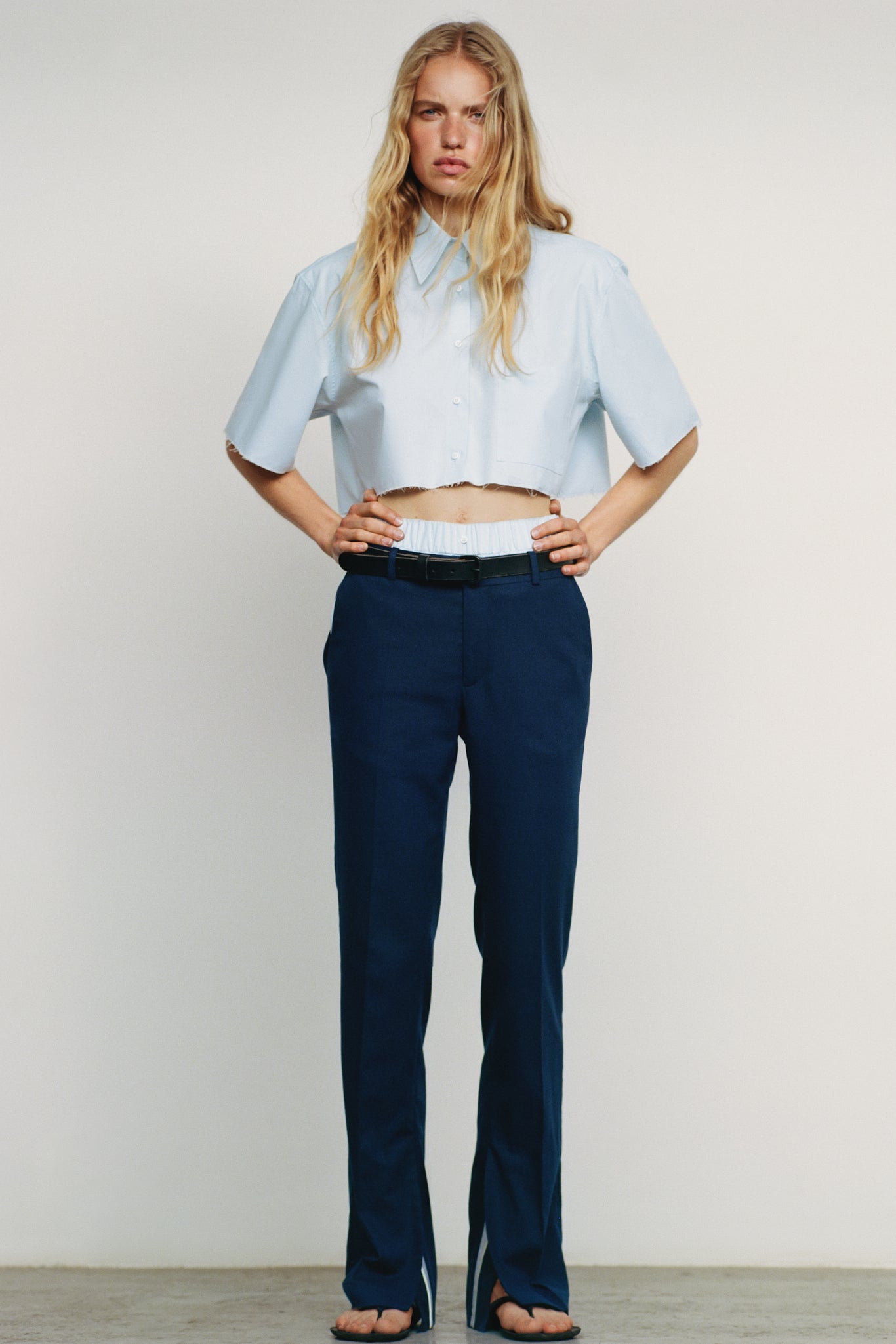 CROPPED SHIRT / SKY BLUE