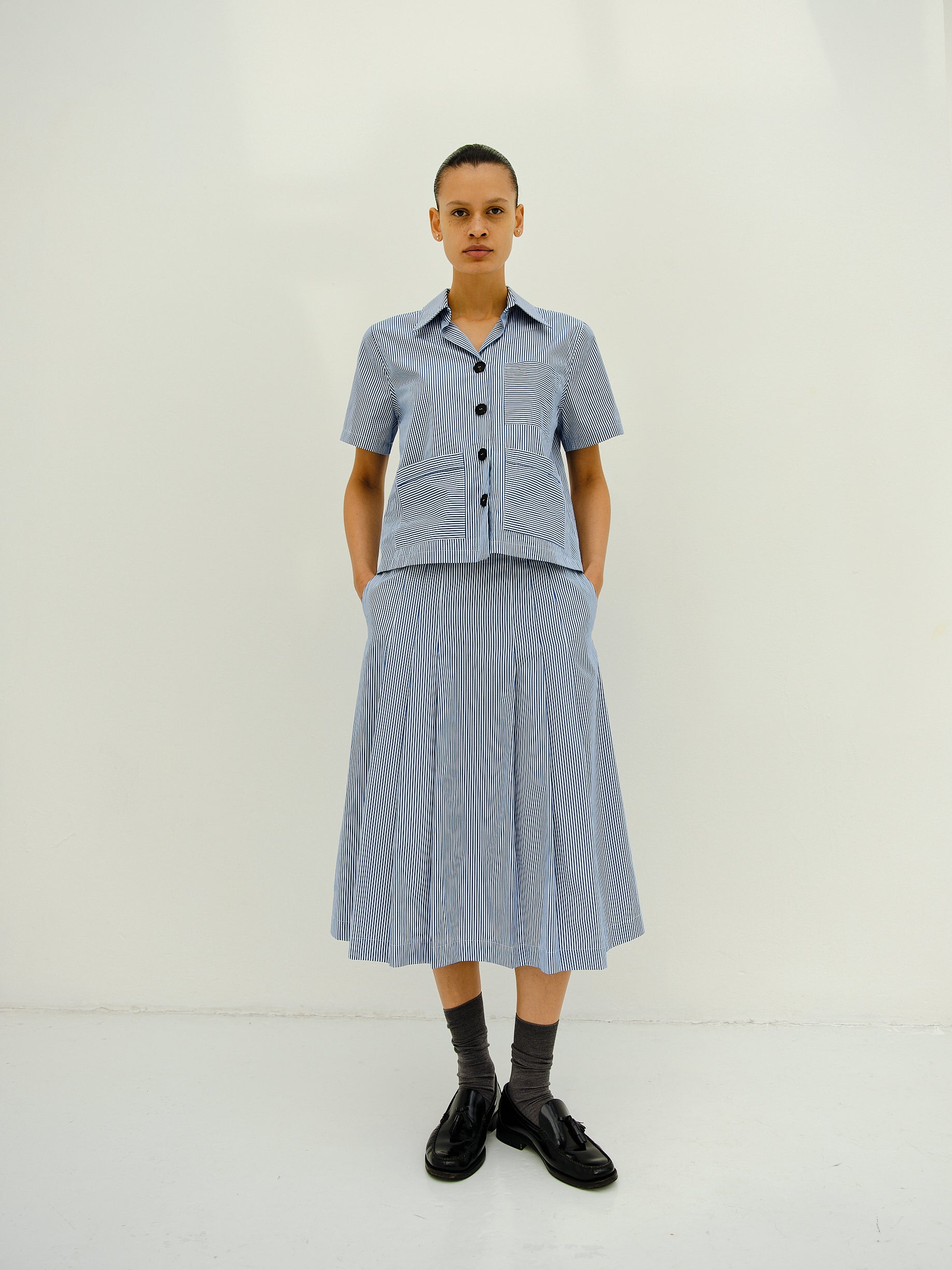 ALEXANDRA SKIRT / BLUE-WHITE STRIPE