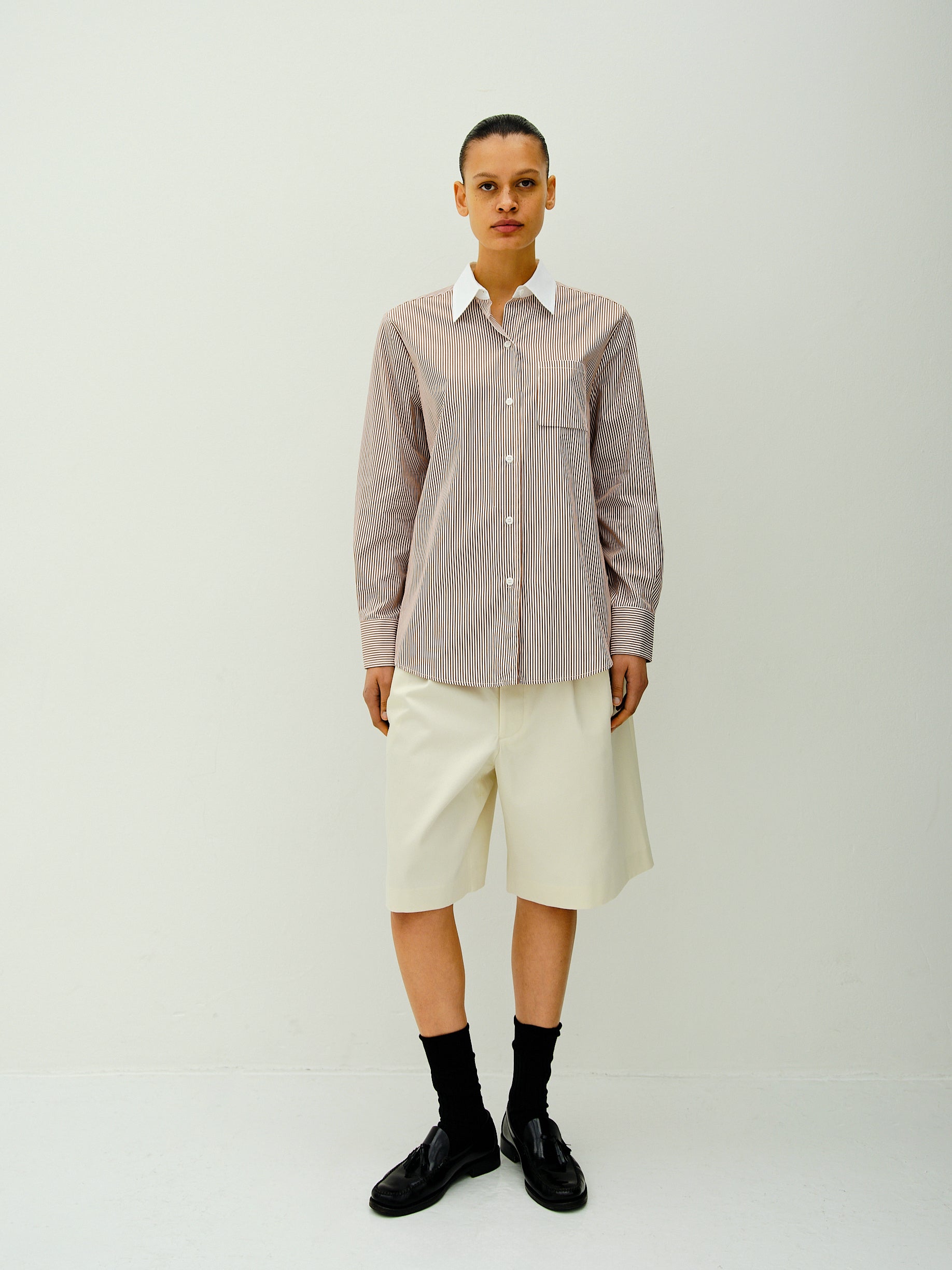 YVES SHIRT / GINGER-WHITE STRIPE