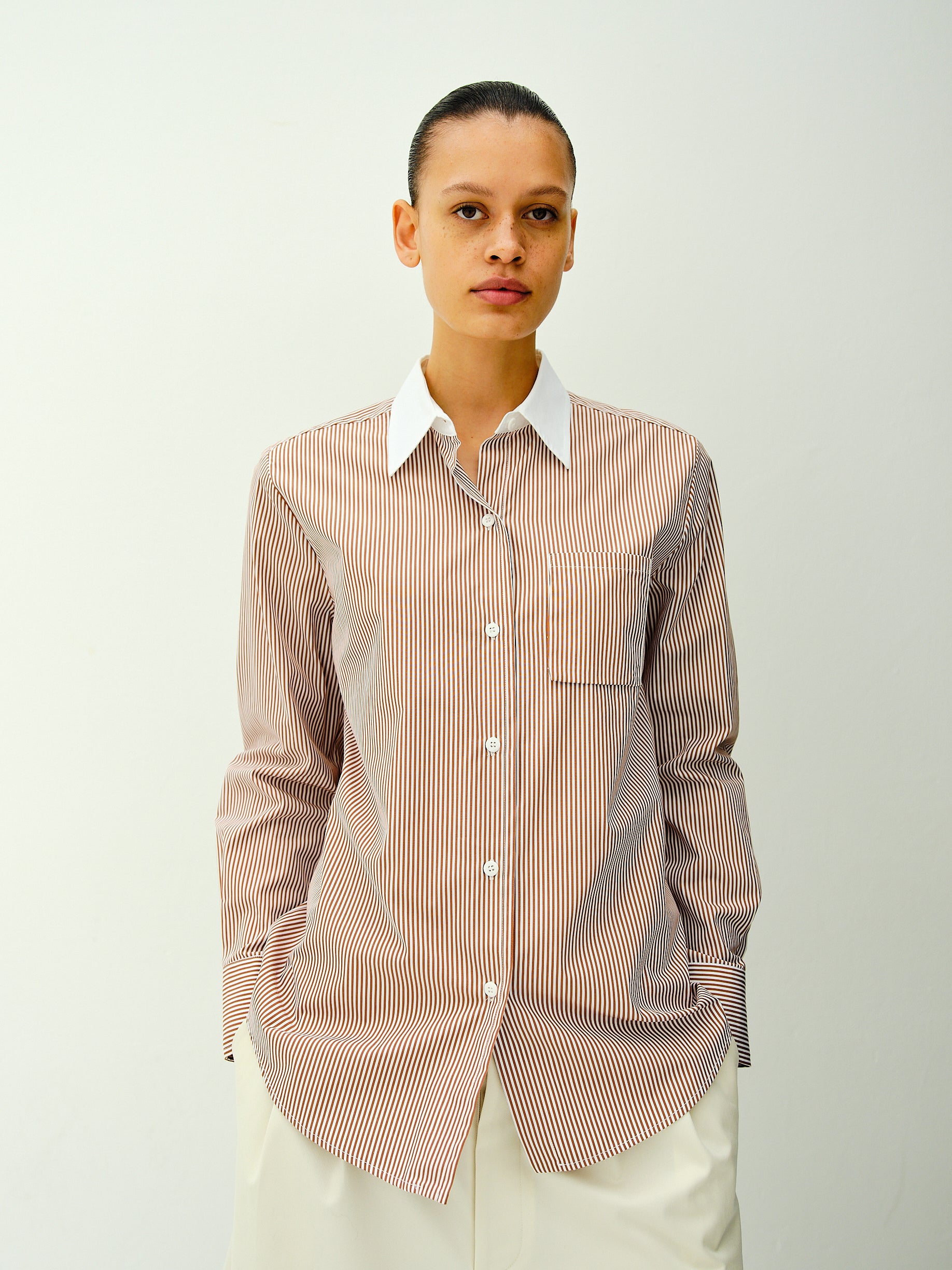YVES SHIRT / GINGER-WHITE STRIPE