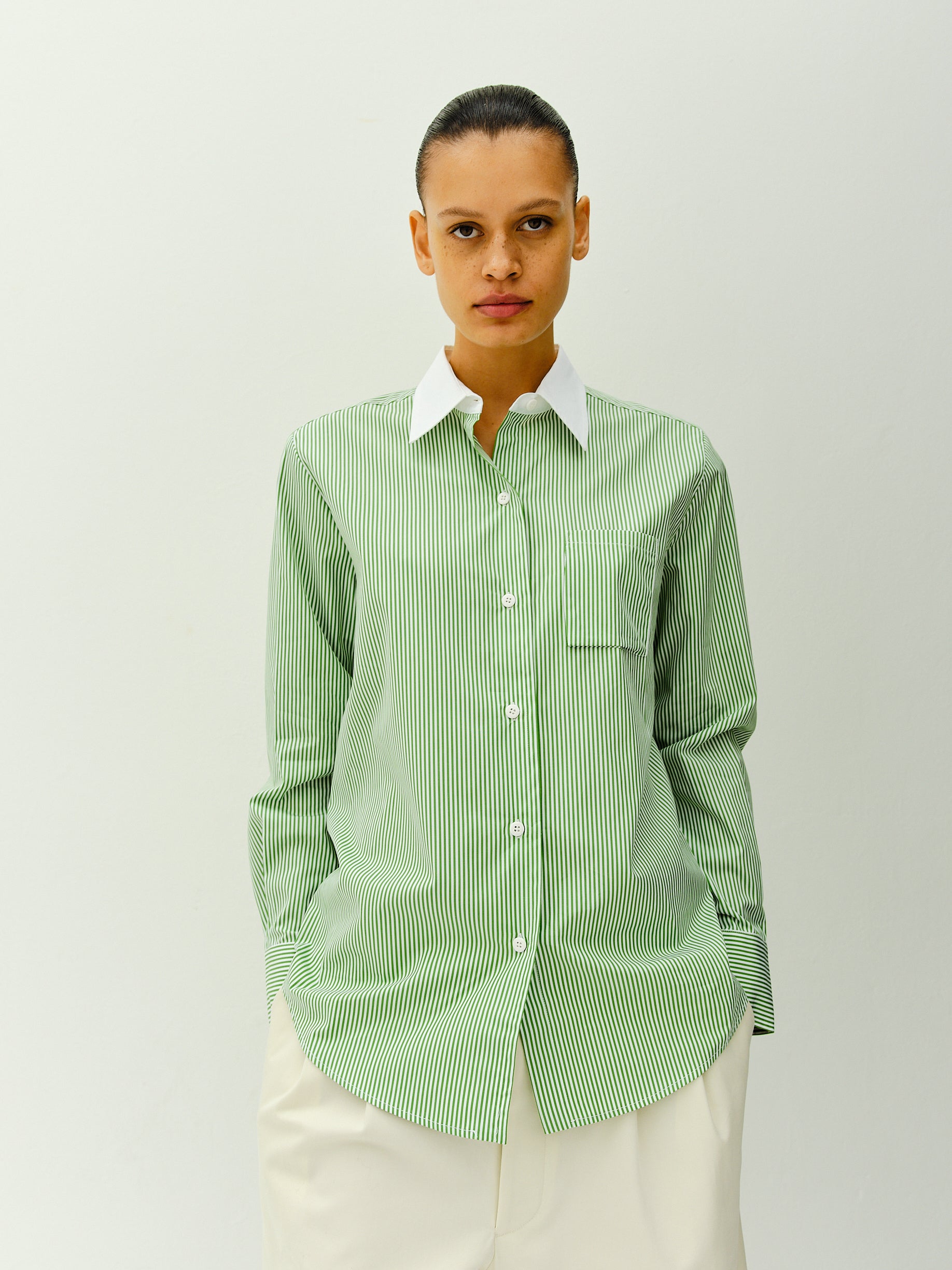 YVES SHIRT / TREE-WHITE STRIPE
