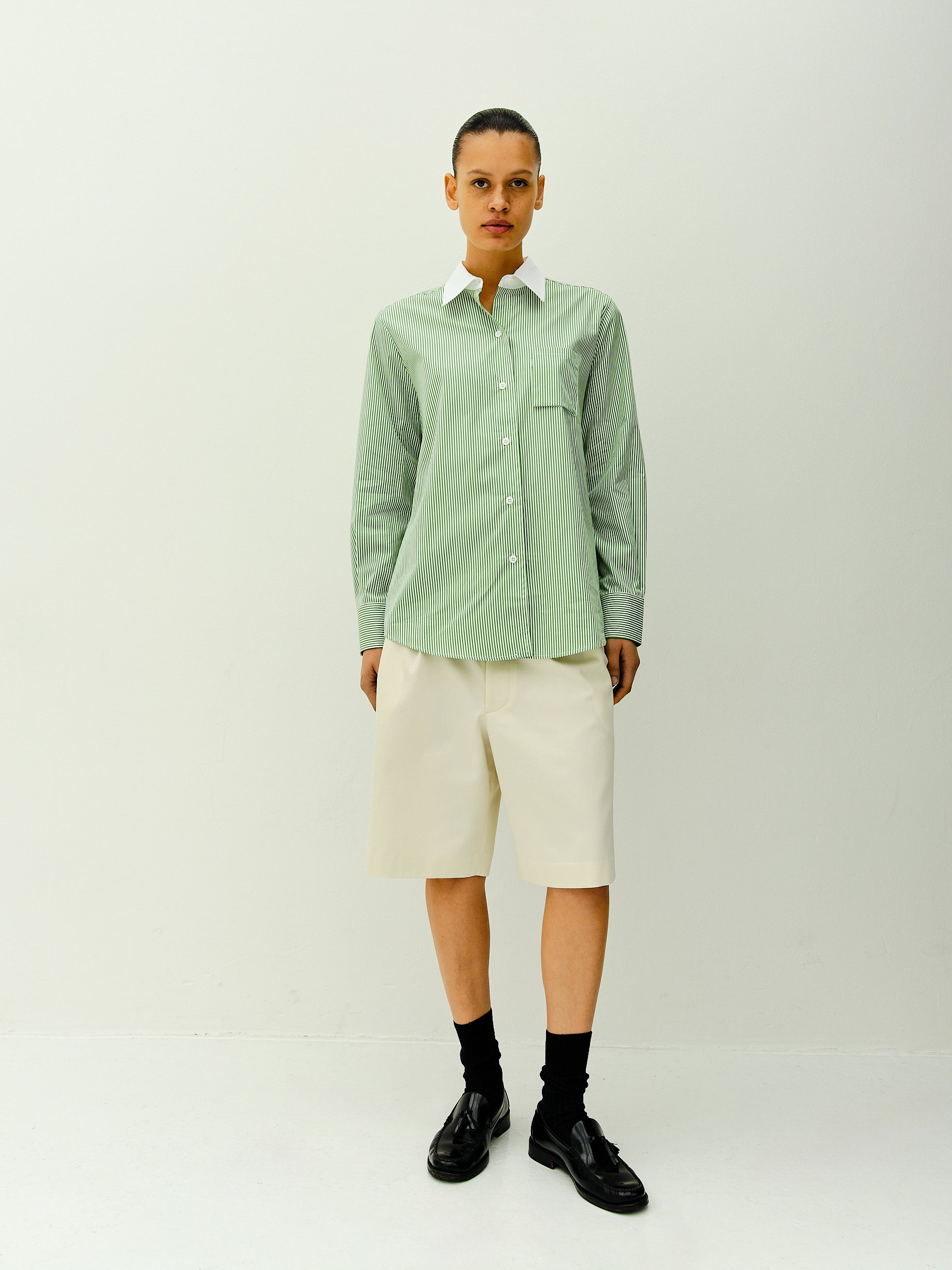 YVES SHIRT / TREE-WHITE STRIPE