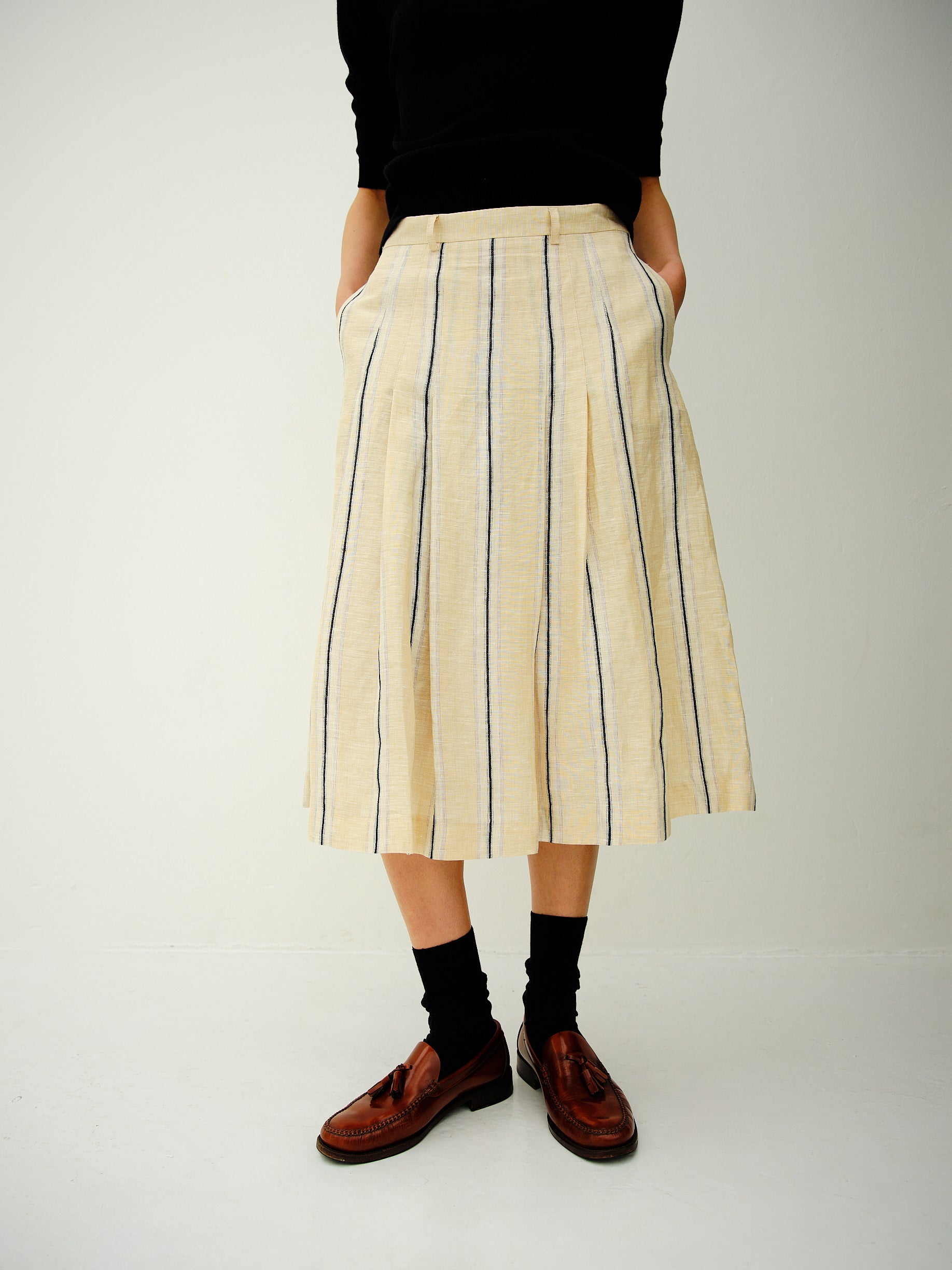 ALEXANDRA SKIRT / NATURAL-WHITE-BLACK STRIPE