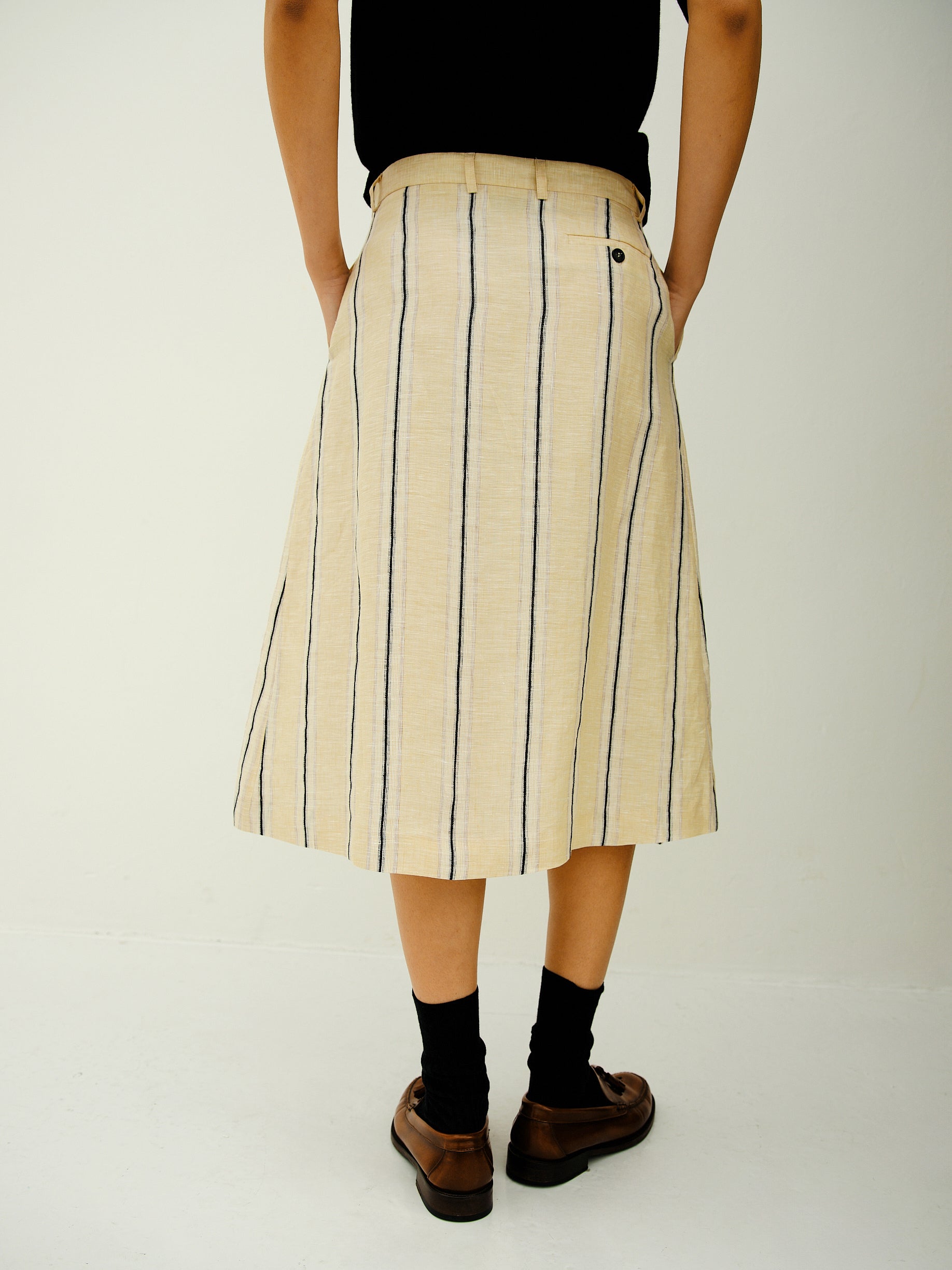 ALEXANDRA SKIRT / NATURAL-WHITE-BLACK STRIPE