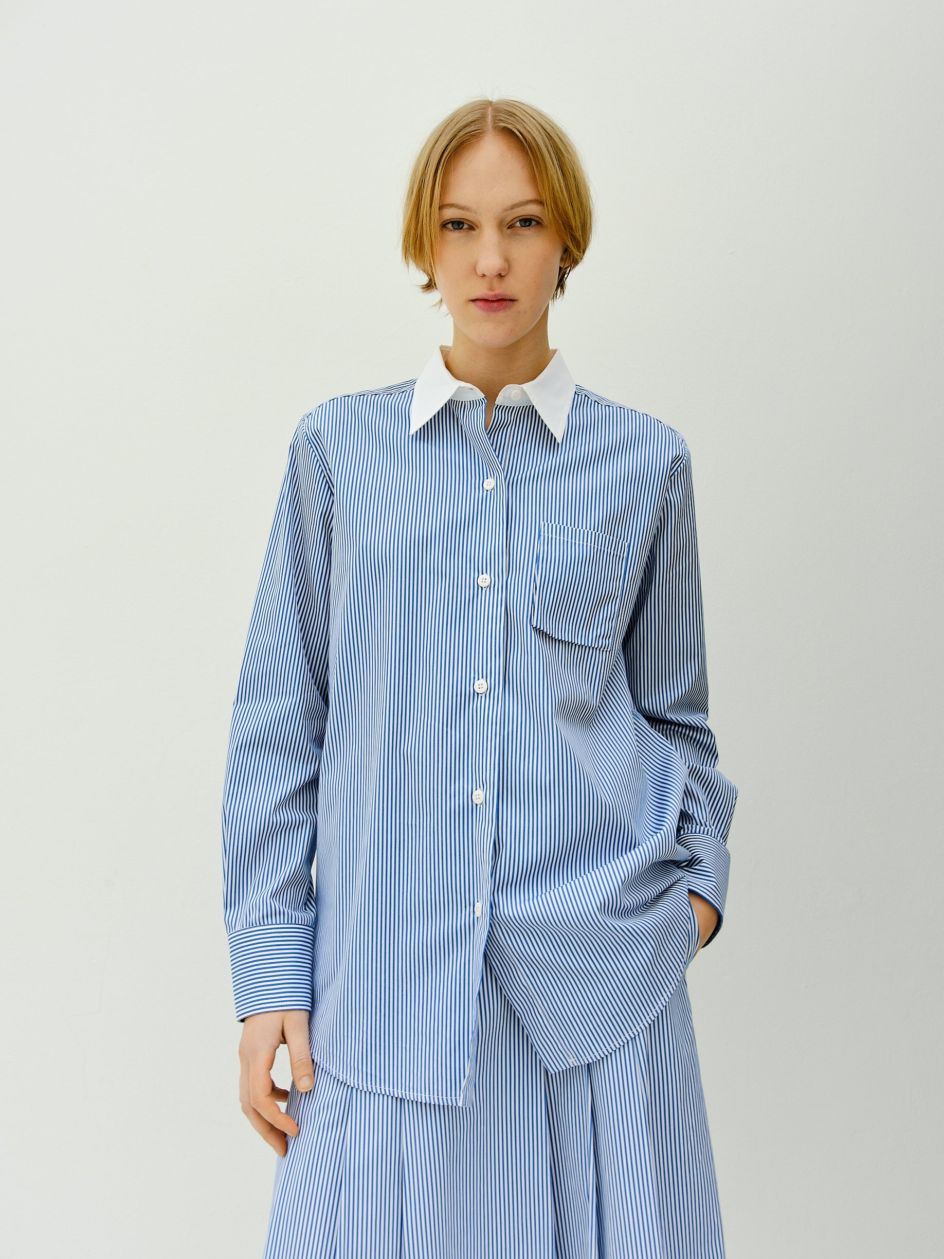 YVES SHIRT / BLUE-WHITE STRIPE