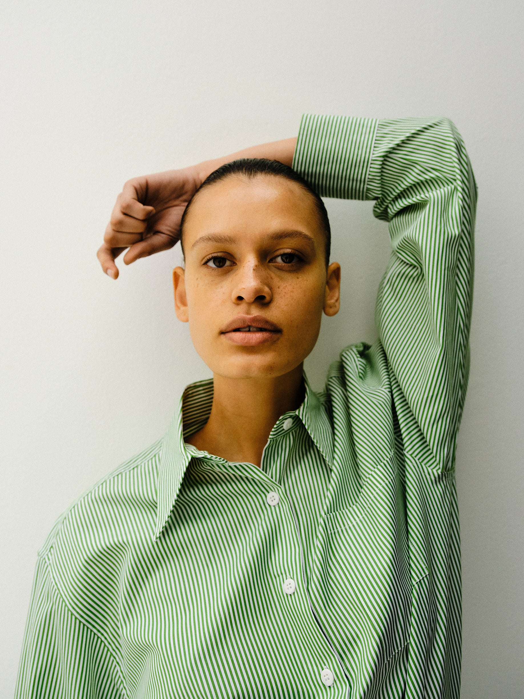 BLAZE SHIRT / TREE/WHITE STRIPE