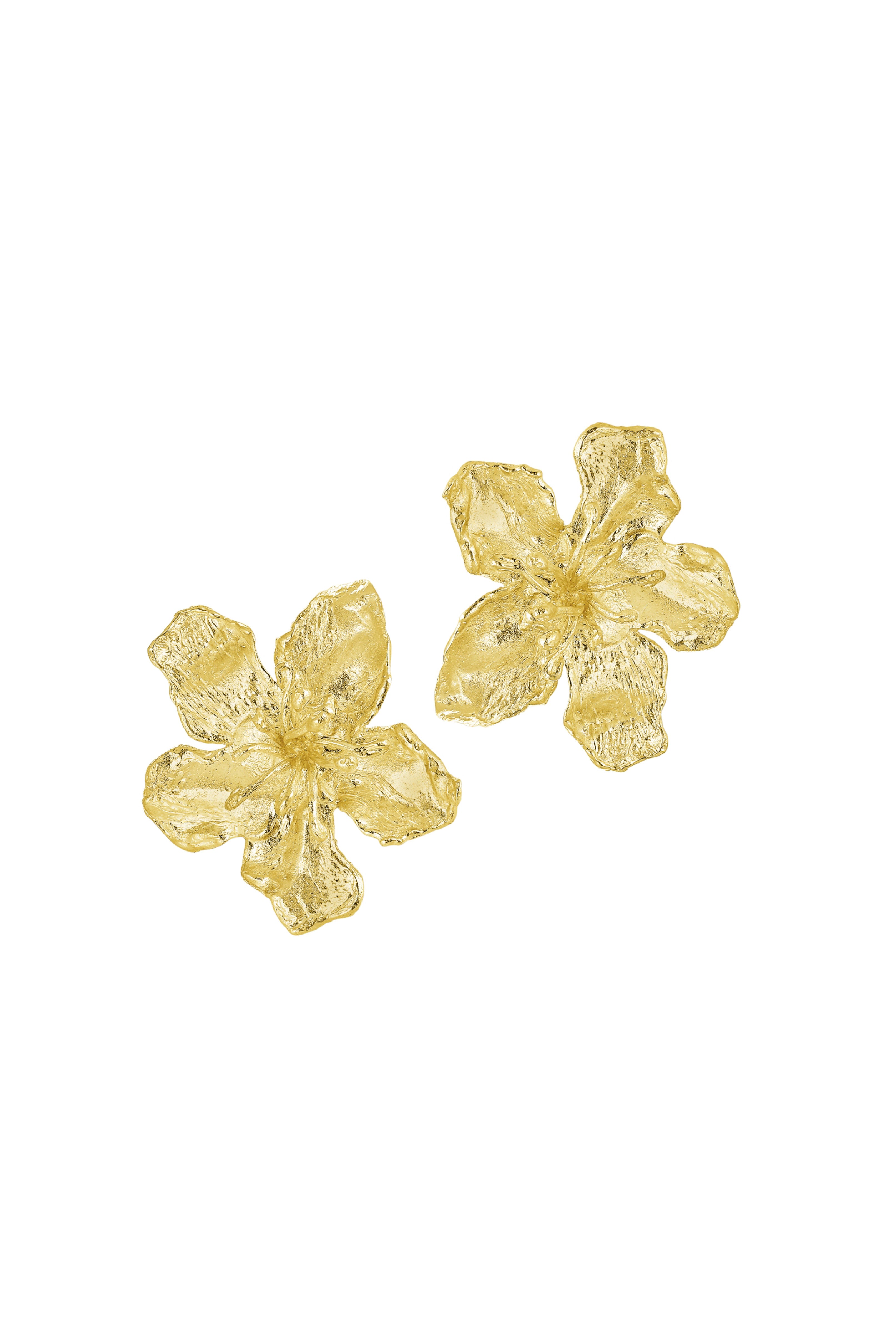ELHANATI, BIG GOLDEN FLOWER CLIP EARRINGS