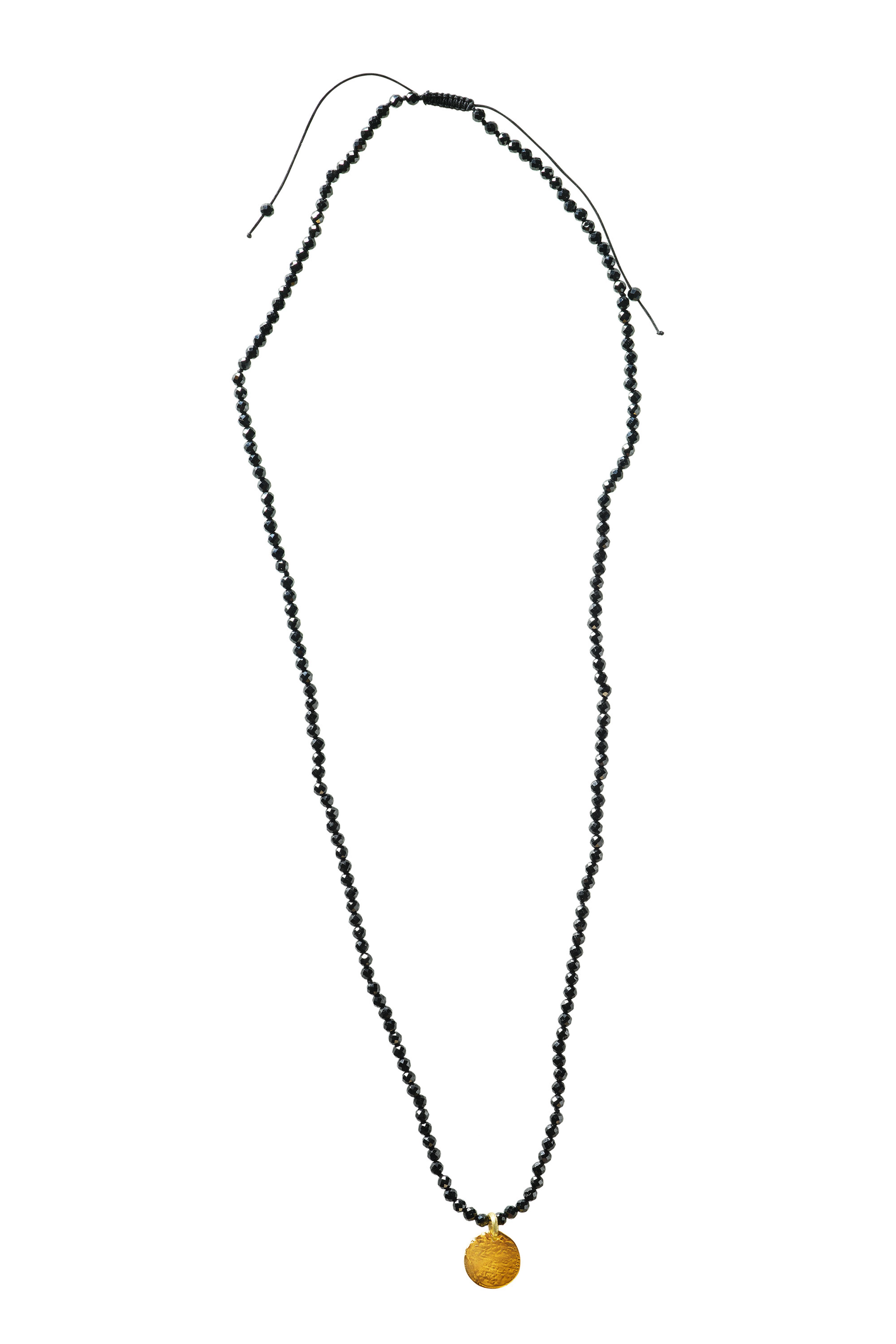 ELHANATI, BOO NECKLACE GOLD TAG / BLACK SPINELS