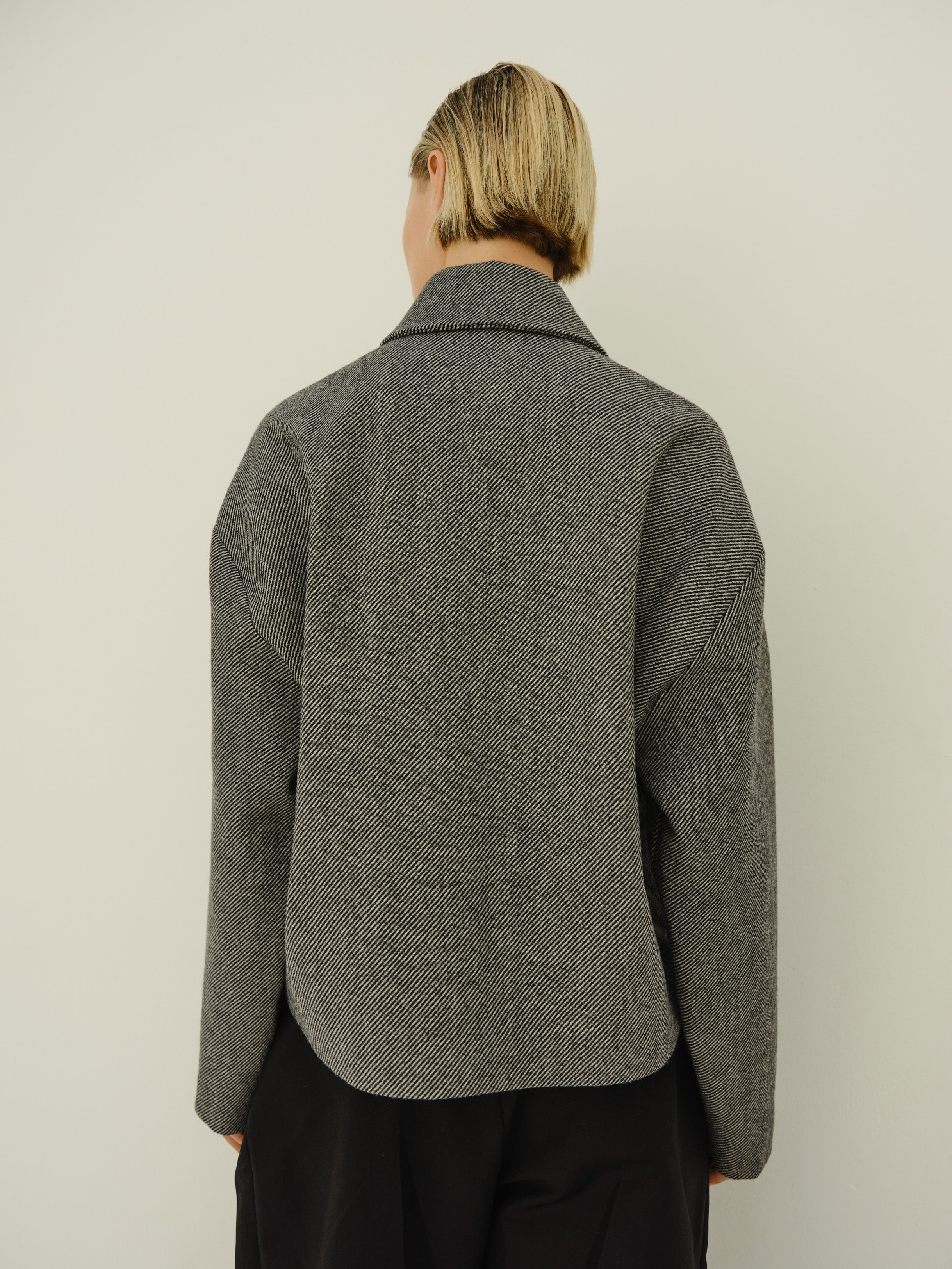 BOY SHIRT JACKET / BLACK-GREY