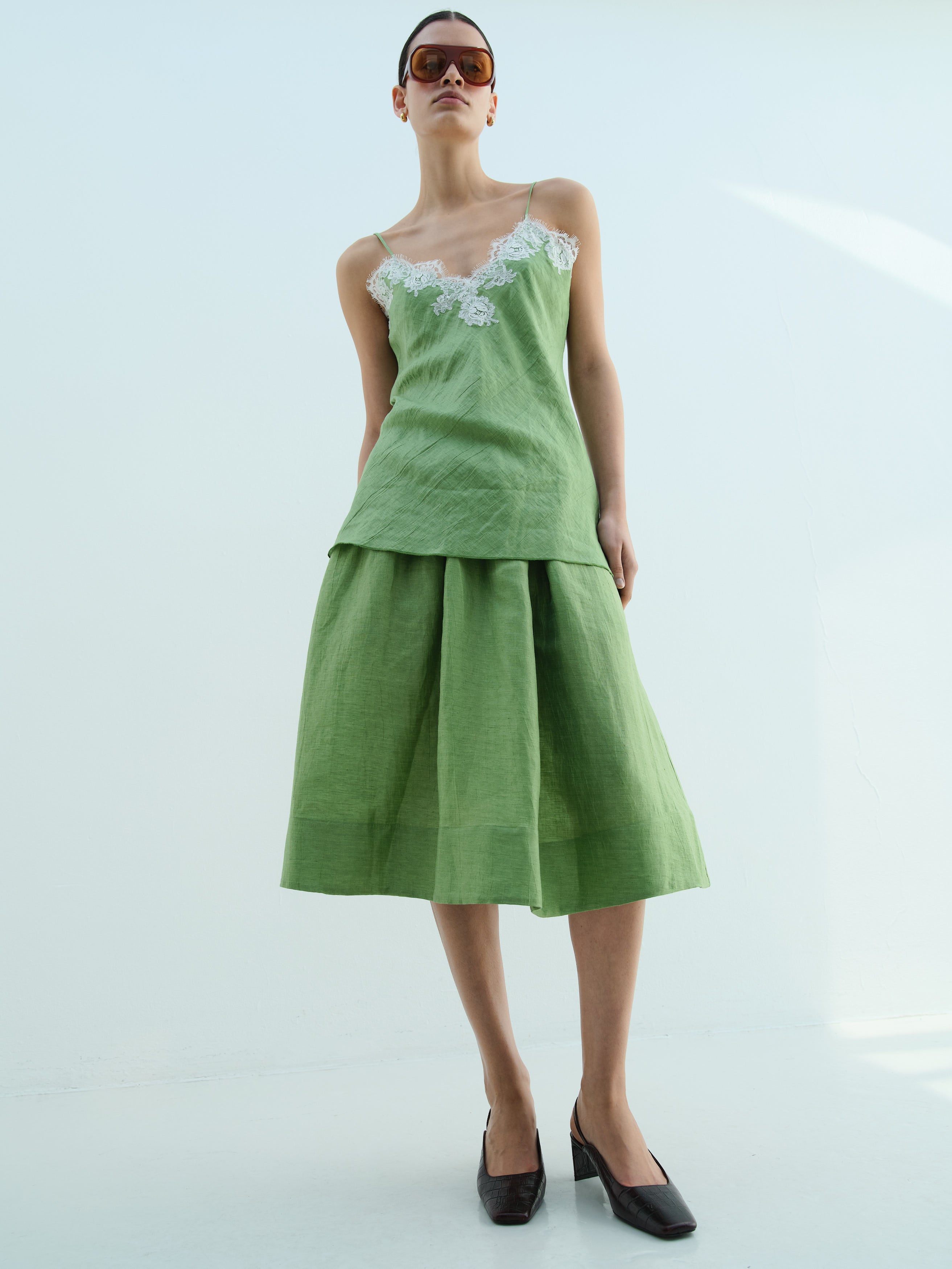 LACE CAMISOLE / COOL GREEN