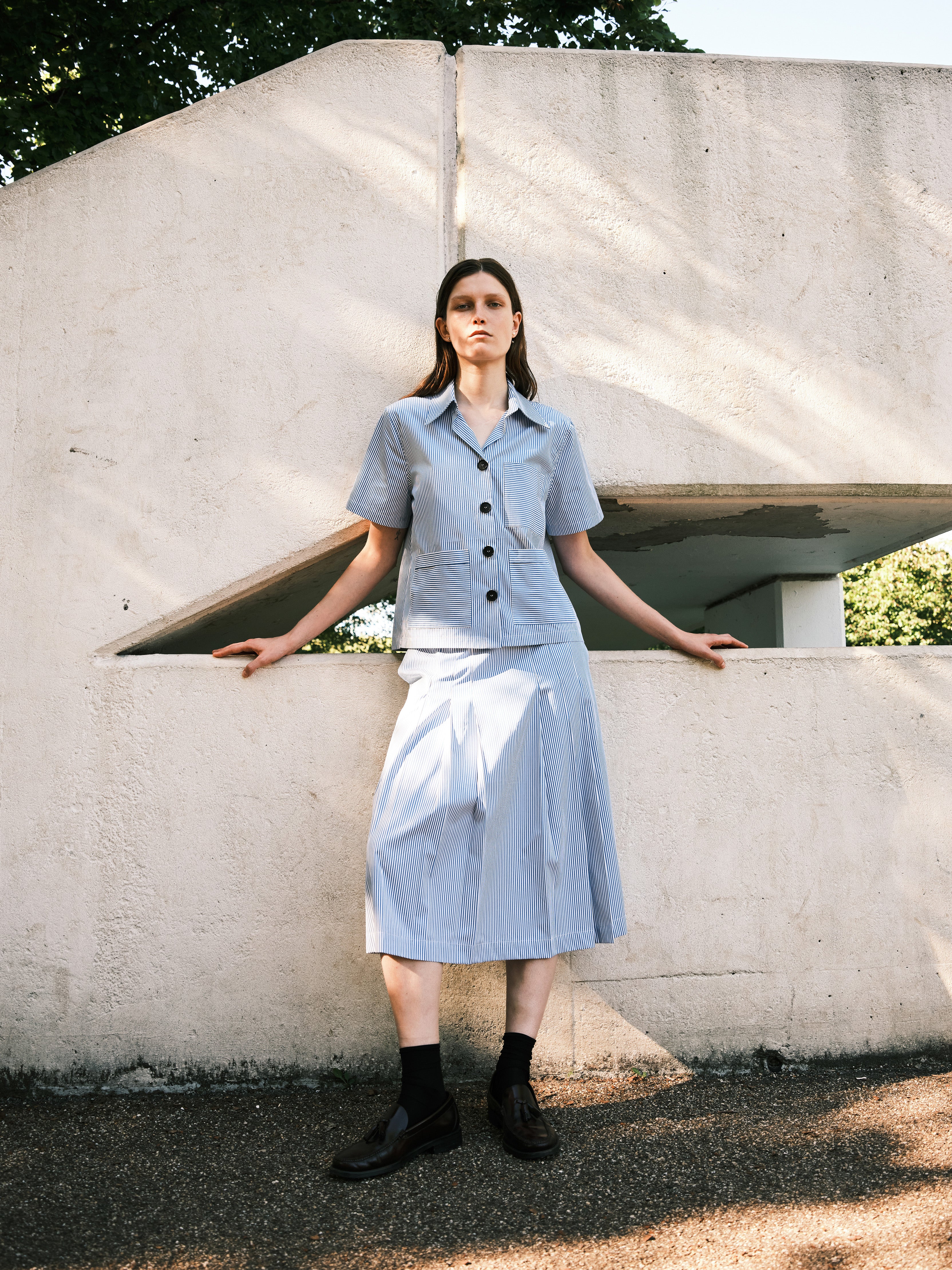 ALEXANDRA SKIRT / BLUE-WHITE STRIPE