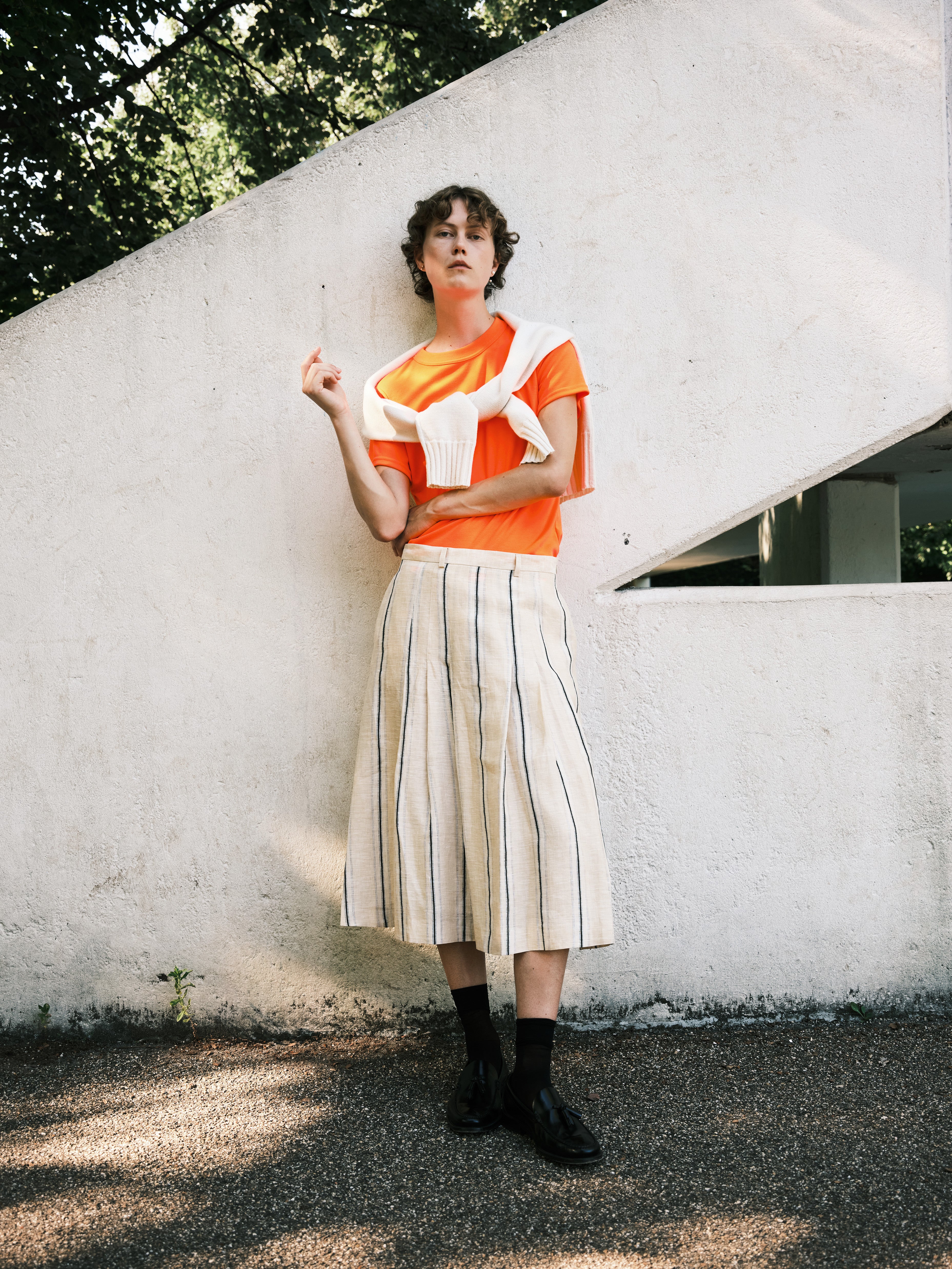 ALEXANDRA SKIRT / NATURAL-WHITE-BLACK STRIPE