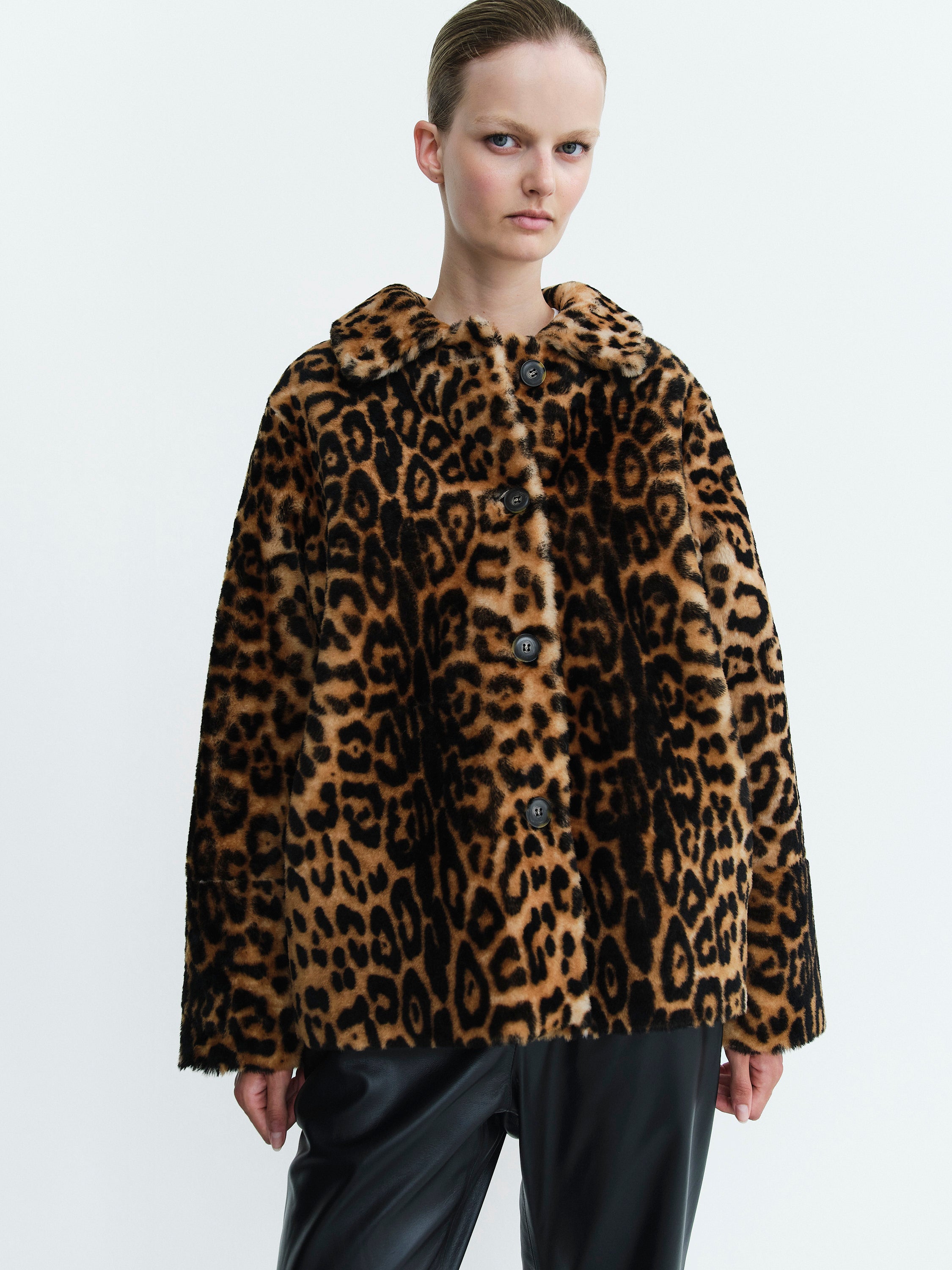 COCO SHEARLING JACKET REVERSIBLE / HAND PRINTED PANTHER