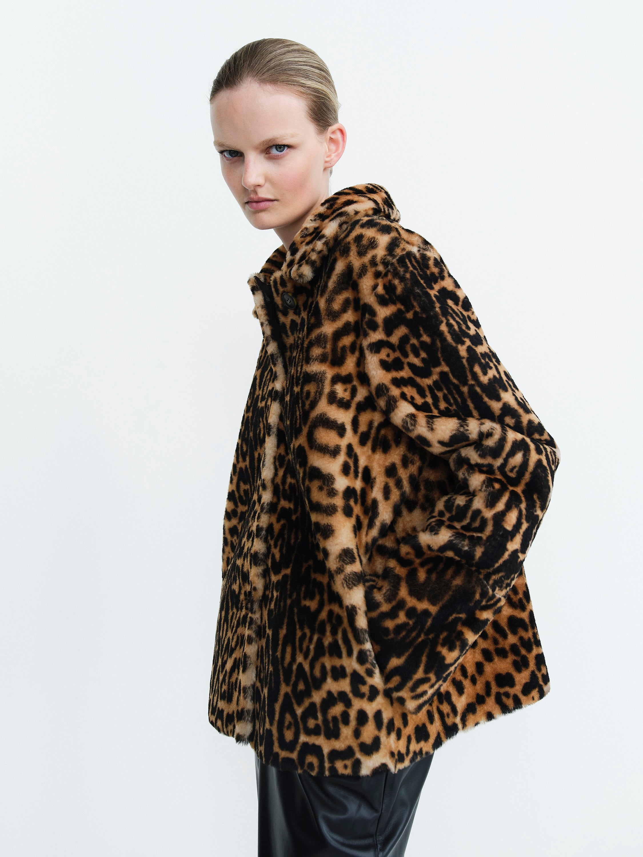 COCO SHEARLING JACKET REVERSIBLE / HAND PRINTED PANTHER