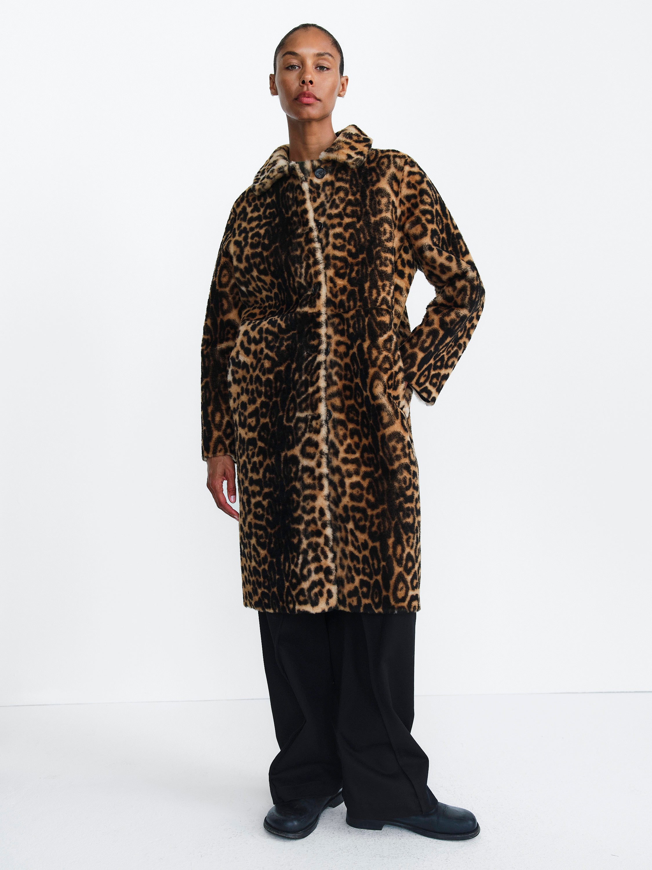 MADISON SHEARLING COAT REVERSIBLE / HAND PRINTED PANTHER