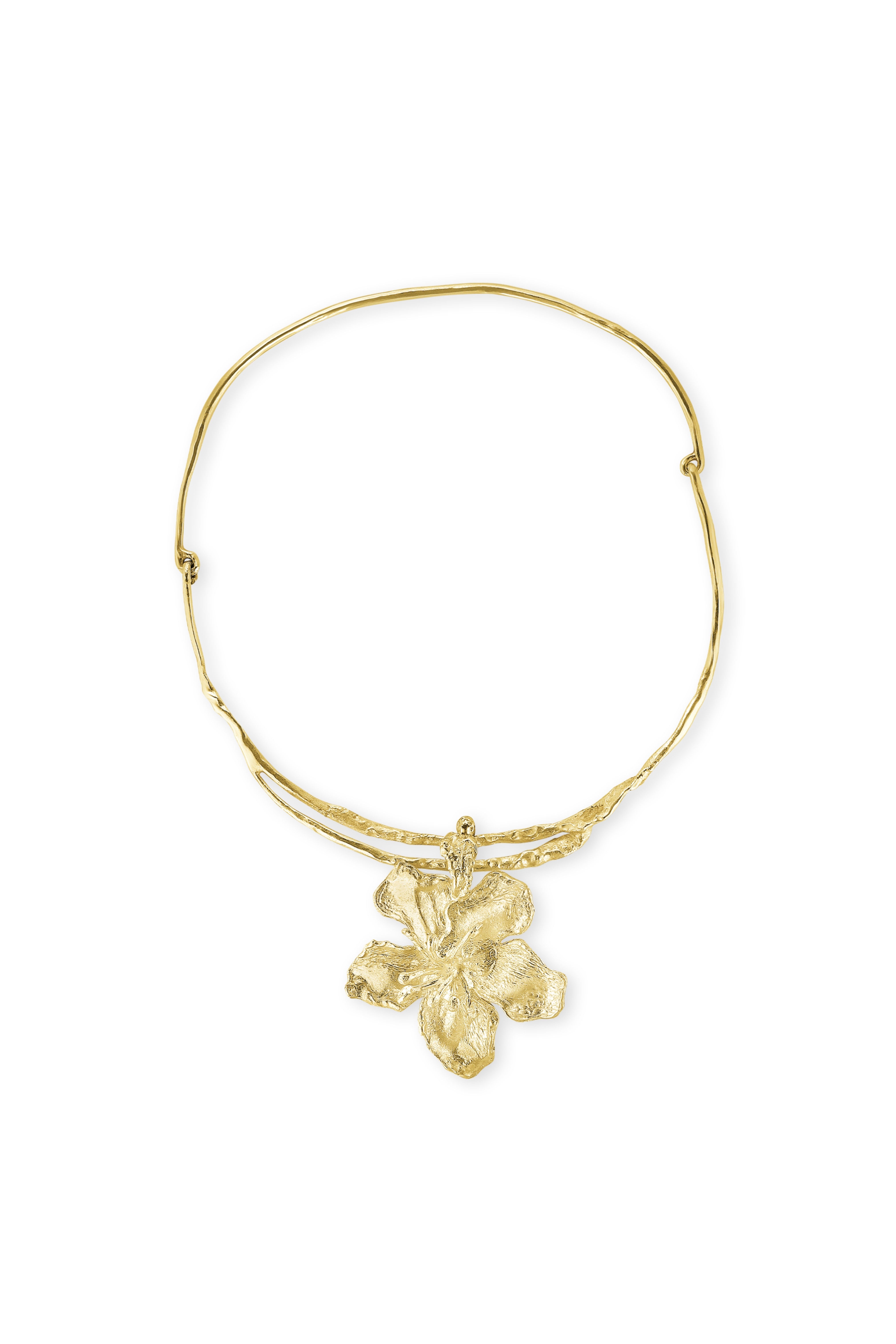 ELHANATI, GOLDEN COLLAR WITH FLOWER PENDANT NECKLACE