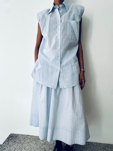 APOLLONIA SET SKIRT & SHIRT / COOL BLUE