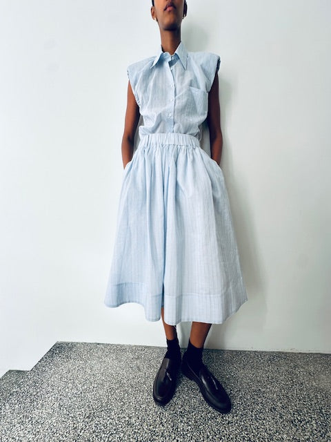 APOLLONIA SET SKIRT & SHIRT / COOL BLUE