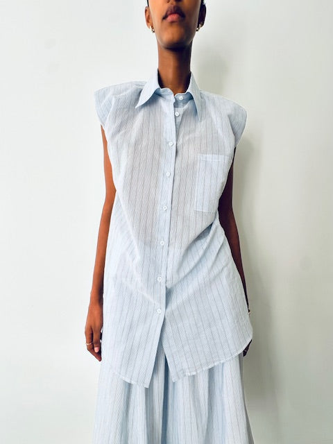 APOLLONIA SET SKIRT & SHIRT / COOL BLUE