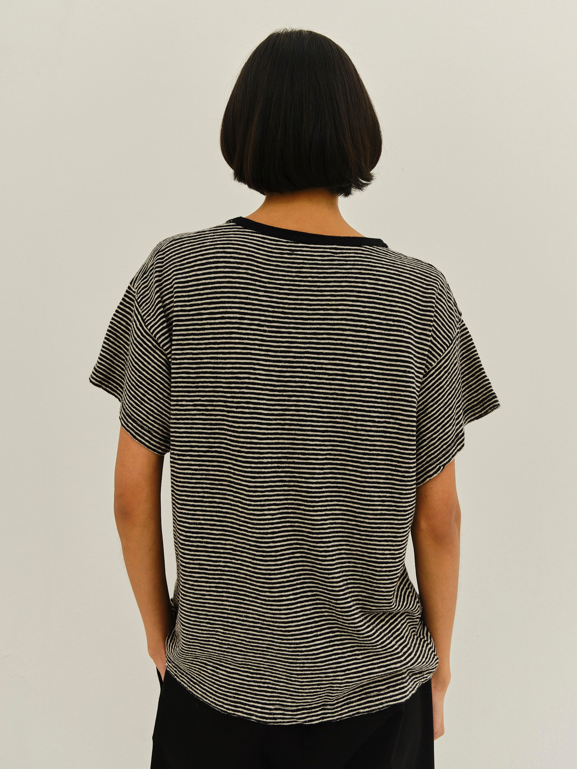 LAURENT TEE / BLACK-ECRU STRIPE