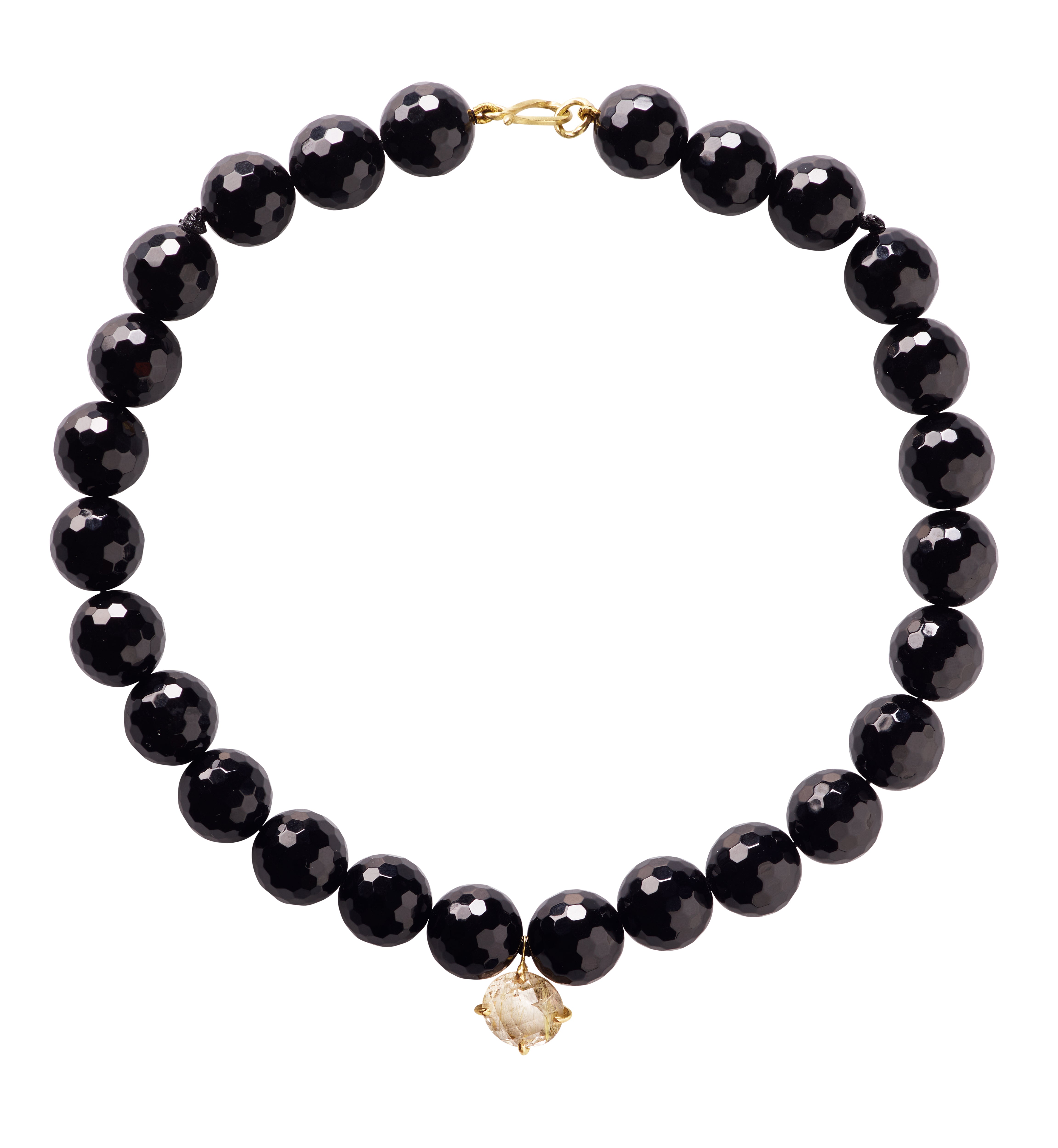 ELHANATI, LOULOU BLACK SPINEL NECKLACE SMOKEY PENDANT