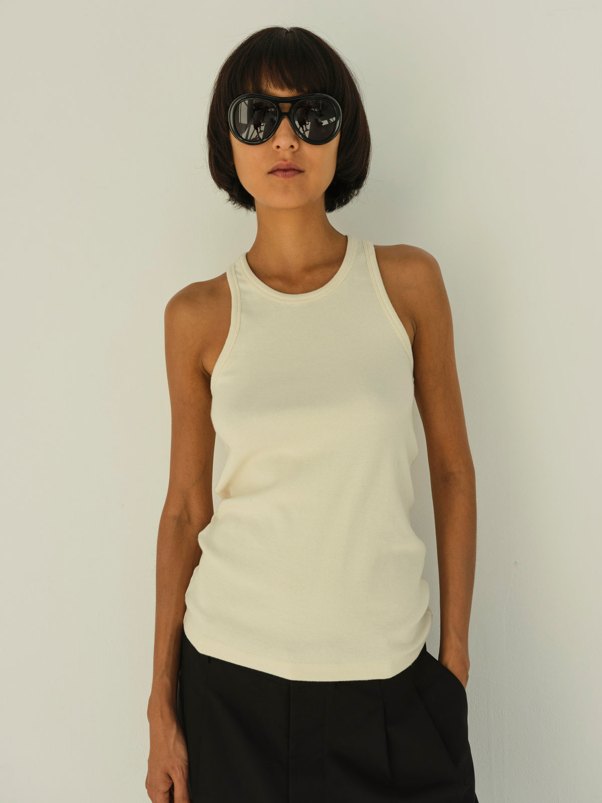 Mineral Dye Rib Tank Top Pe5 Shitake main image 1