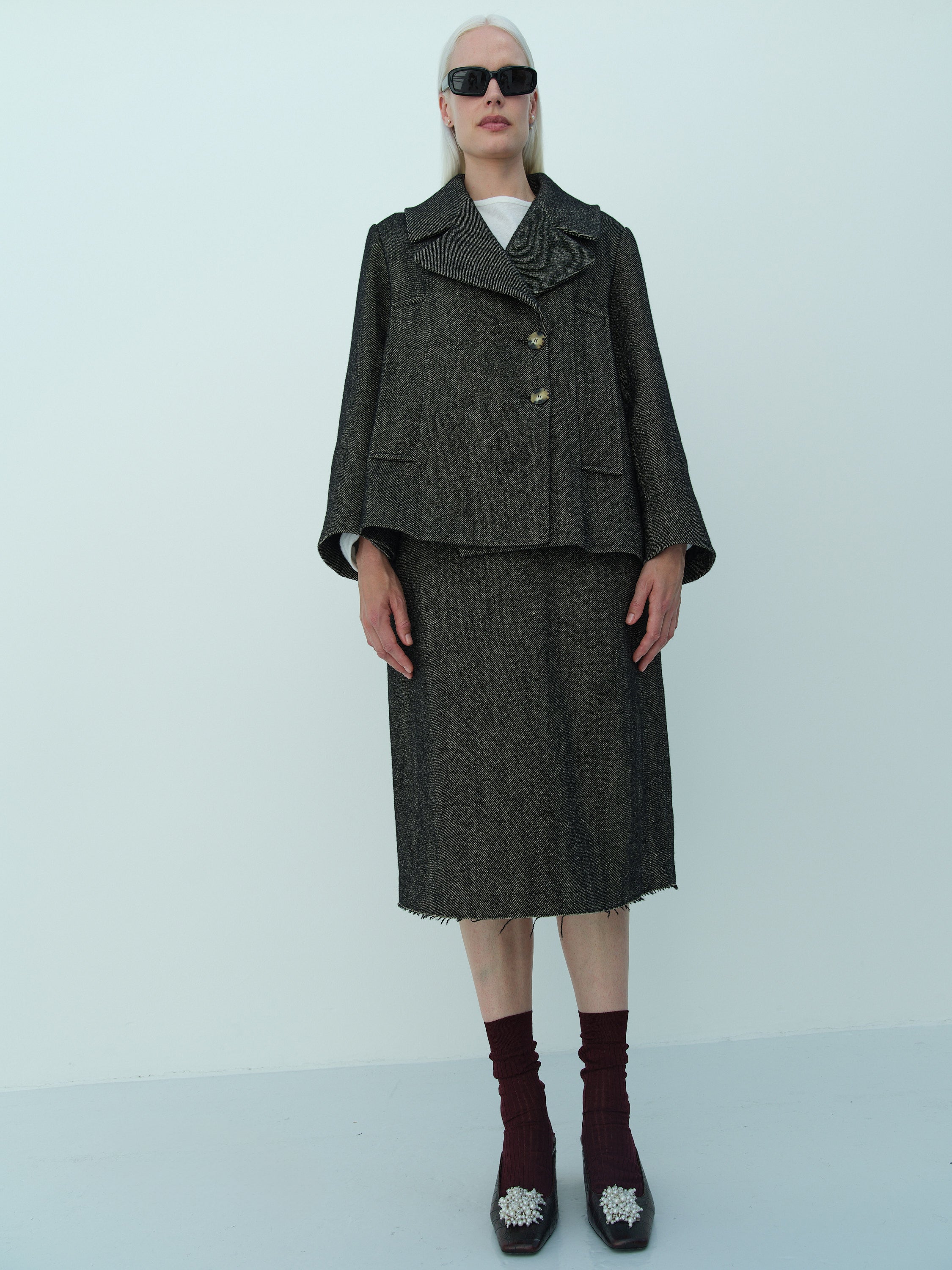 GEORGE COAT CROPPED / BLACK TEA