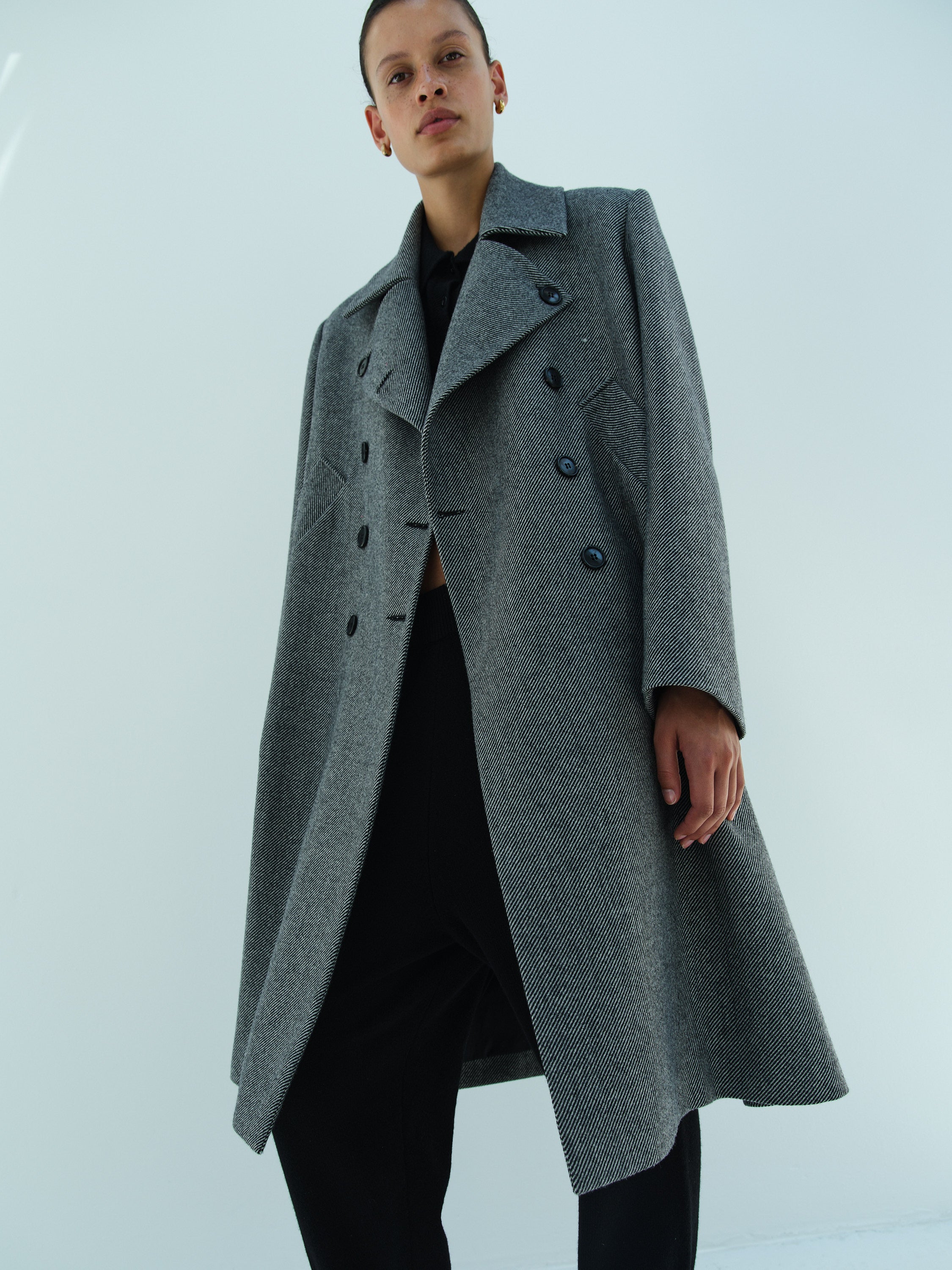 GEORGE COAT BLACK GREY RIKA STUDIOS