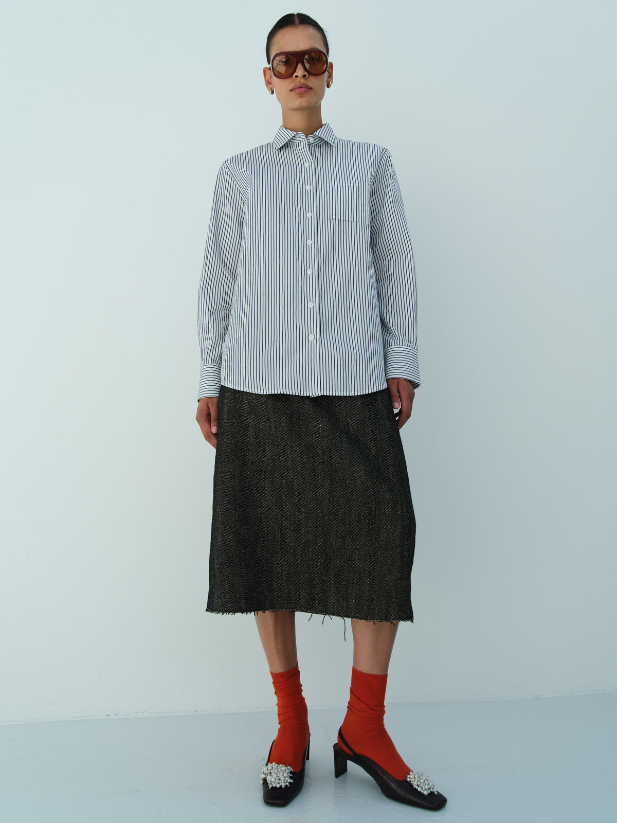 YVES SHIRT / NAVY-WHITE STRIPE