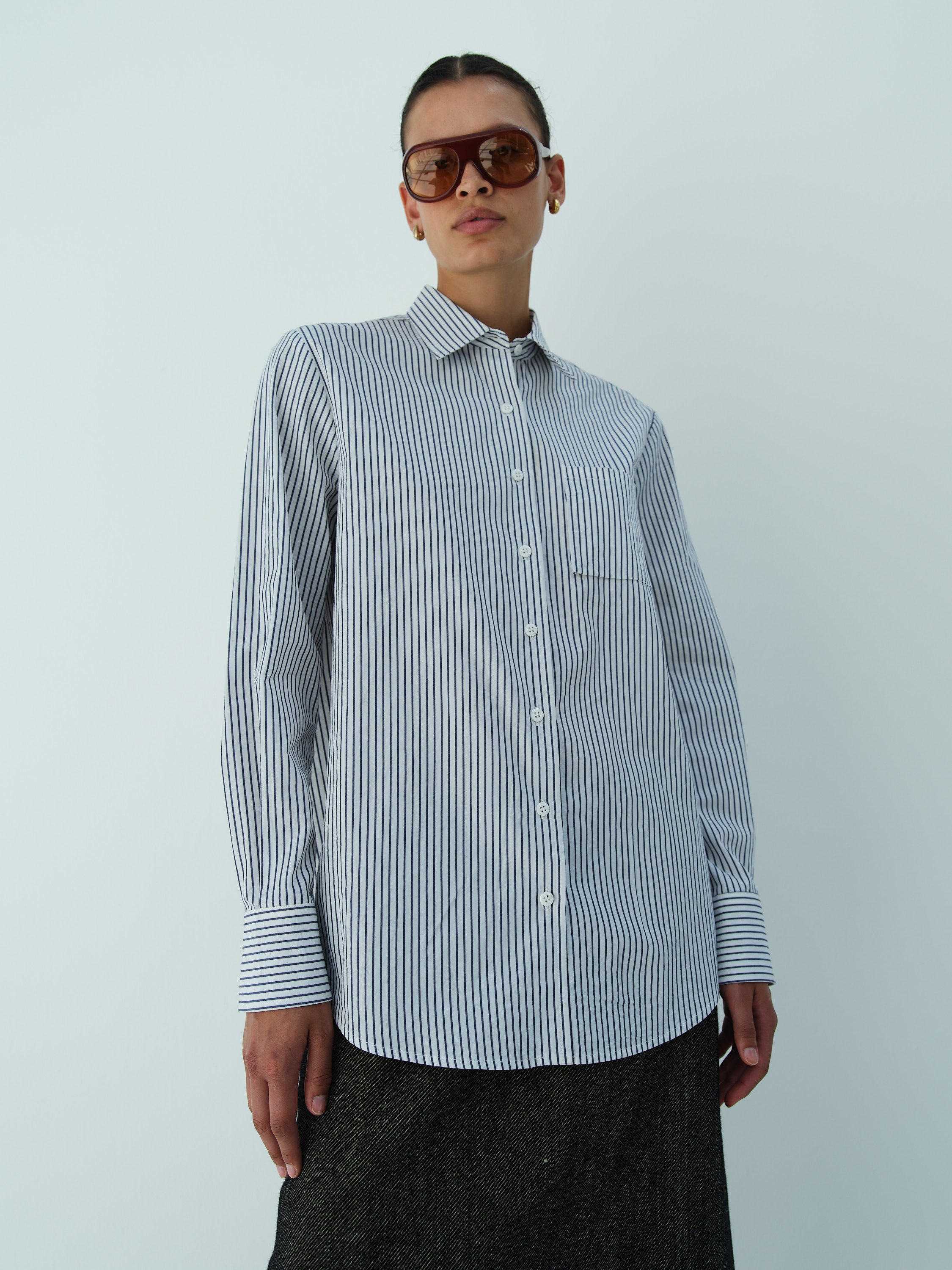 YVES SHIRT / NAVY-WHITE STRIPE