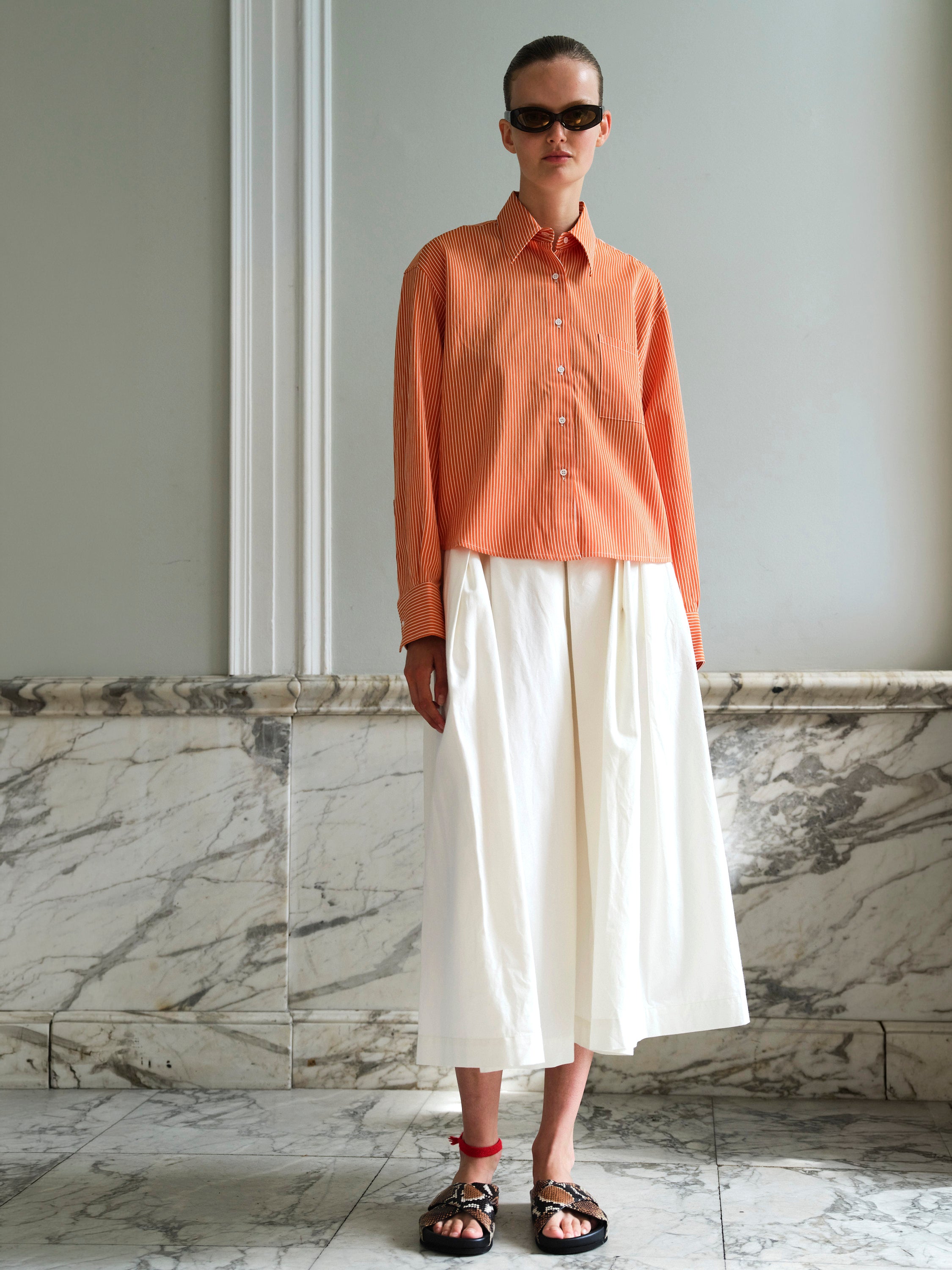 LOU LOU SHIRT / ORANGE-WHITE STRIPE