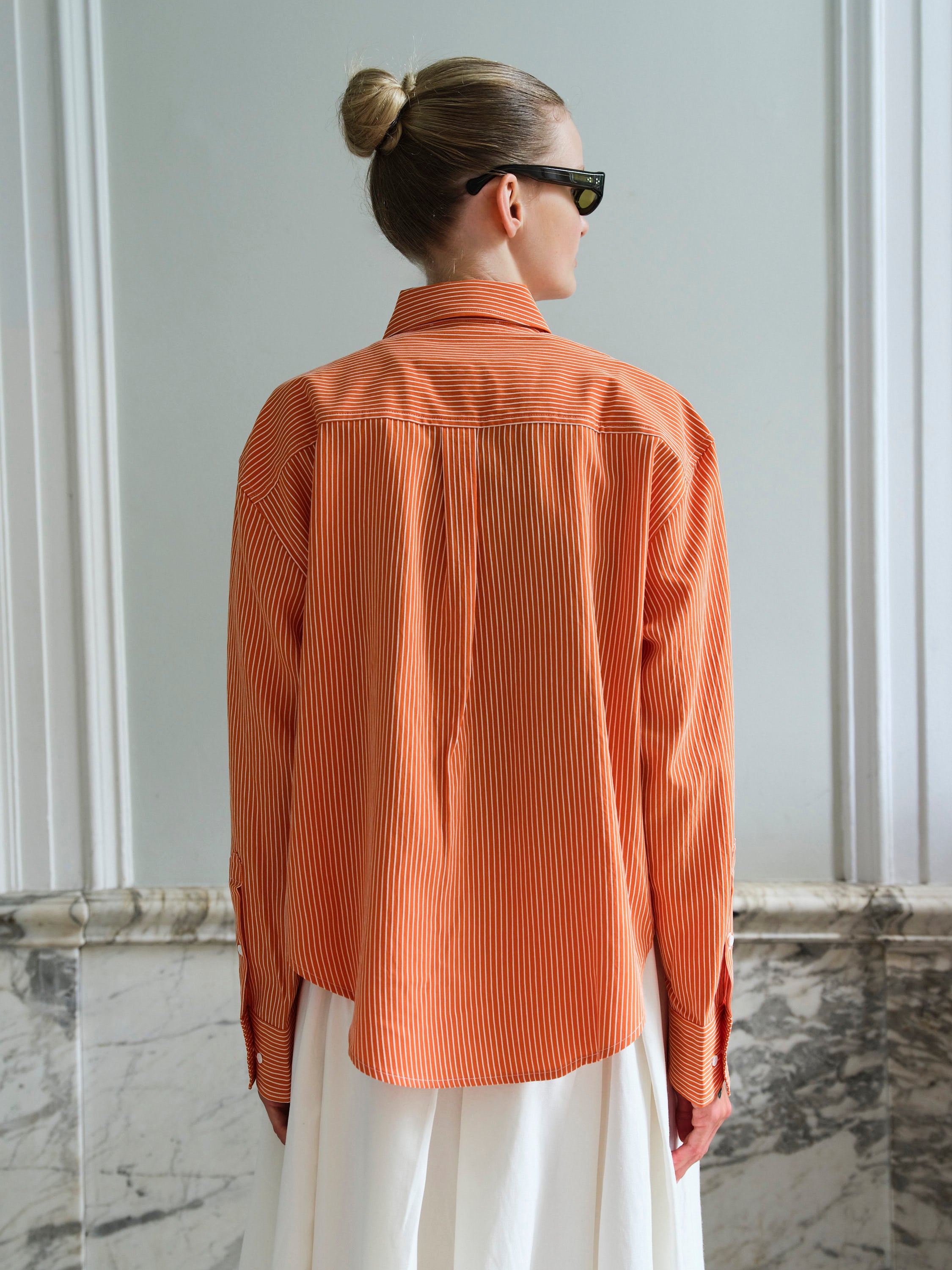 LOU LOU SHIRT / ORANGE-WHITE STRIPE