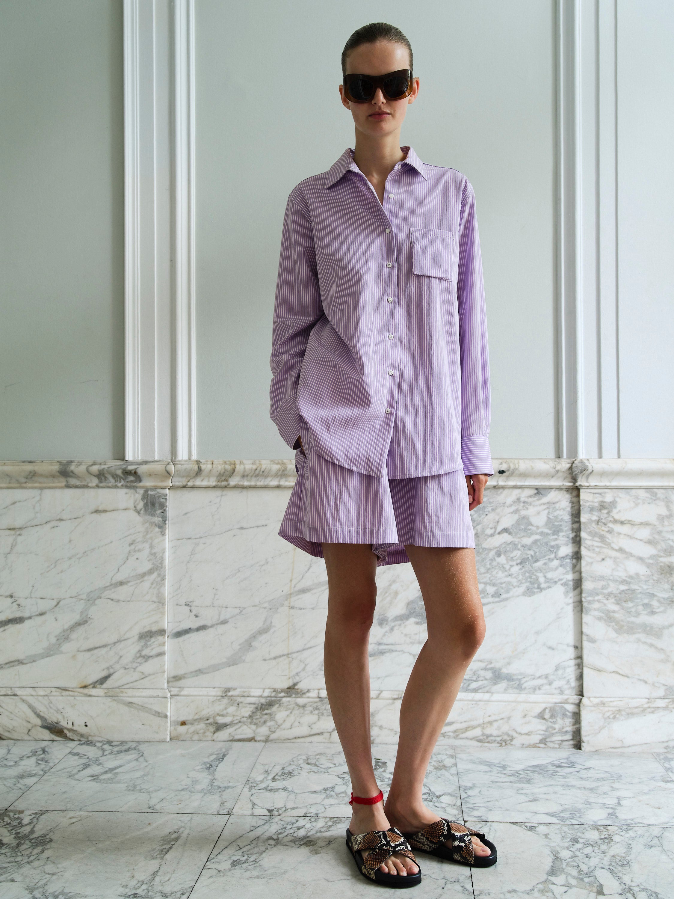 PARK SHORTS / LILAC-WHITE