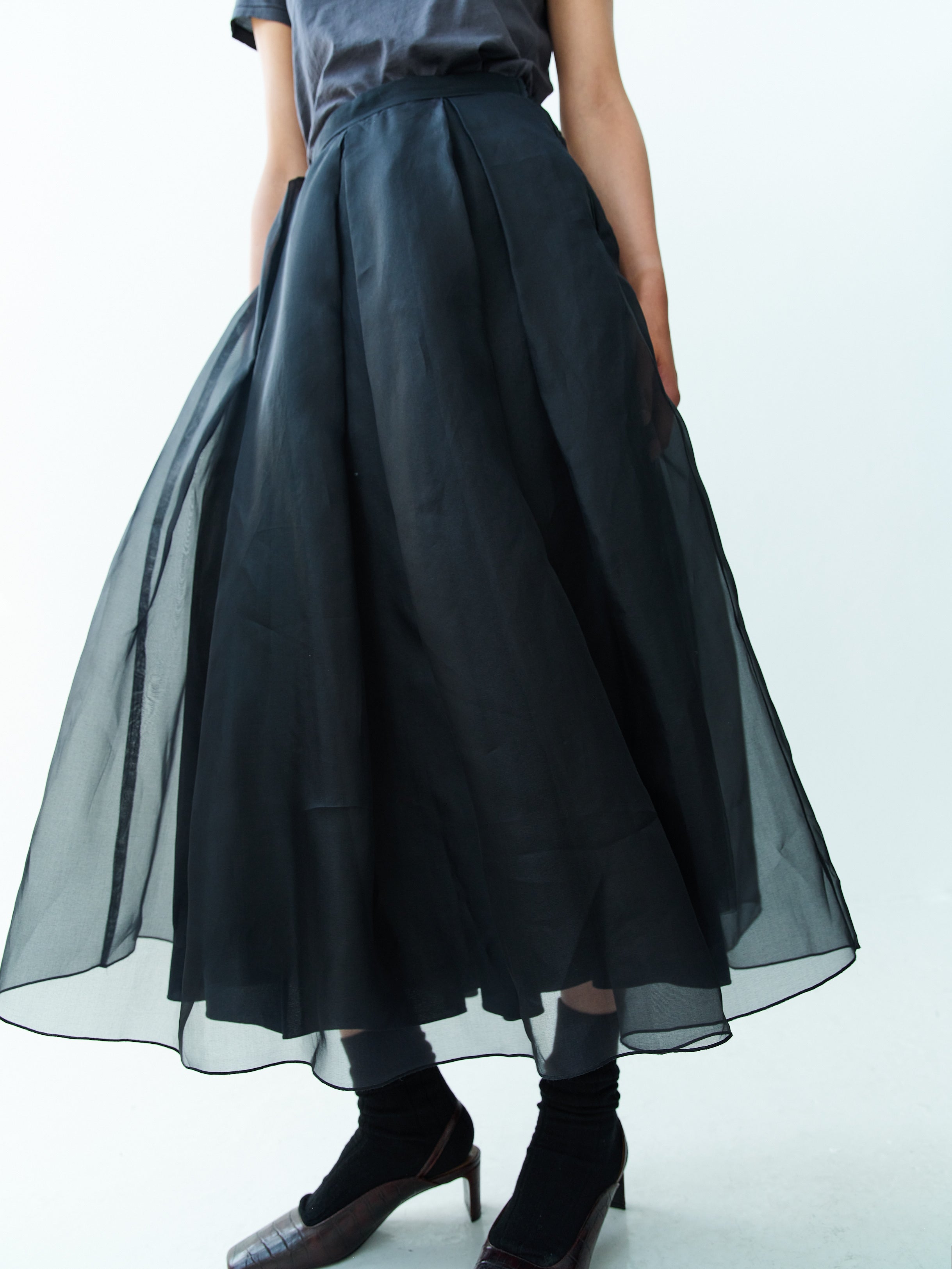 PARK LANE SILK SKIRT / BLACK
