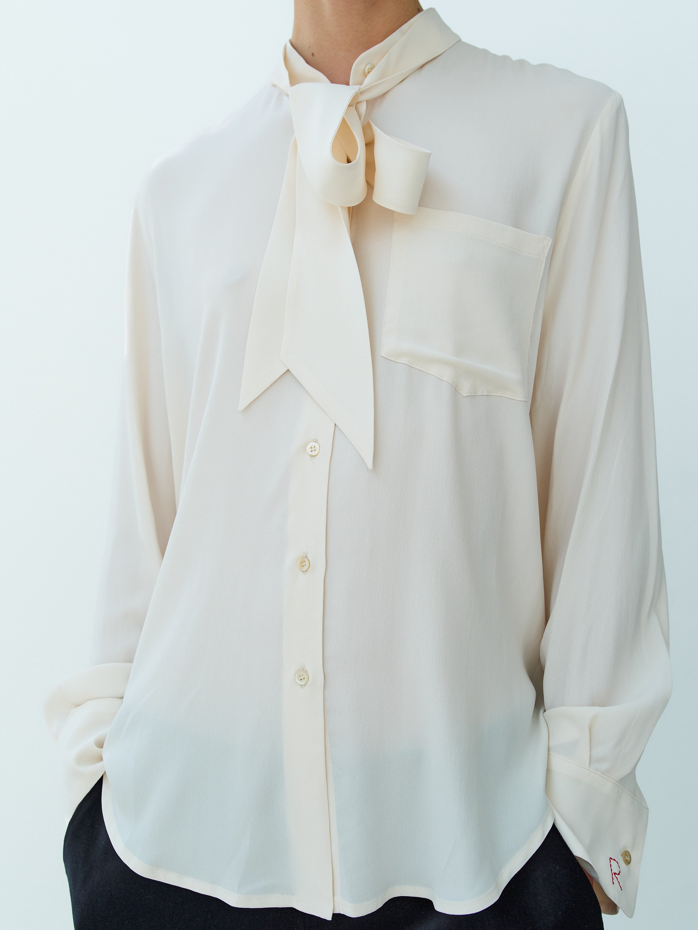 CAROLINA SILK SHIRT BOW-TIE / CREME