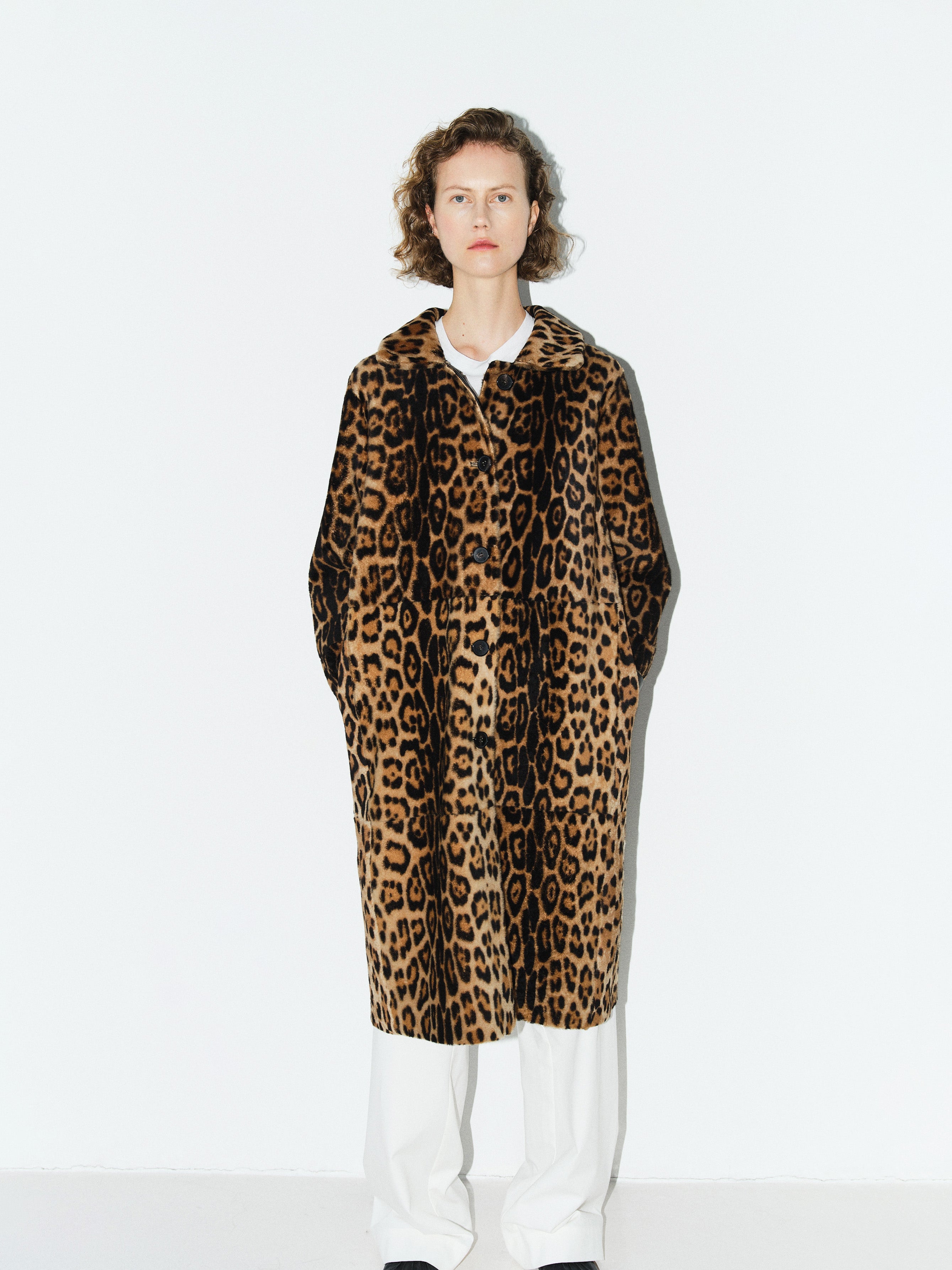 MADISON SHEARLING COAT REVERSIBLE / HAND PRINTED PANTHER
