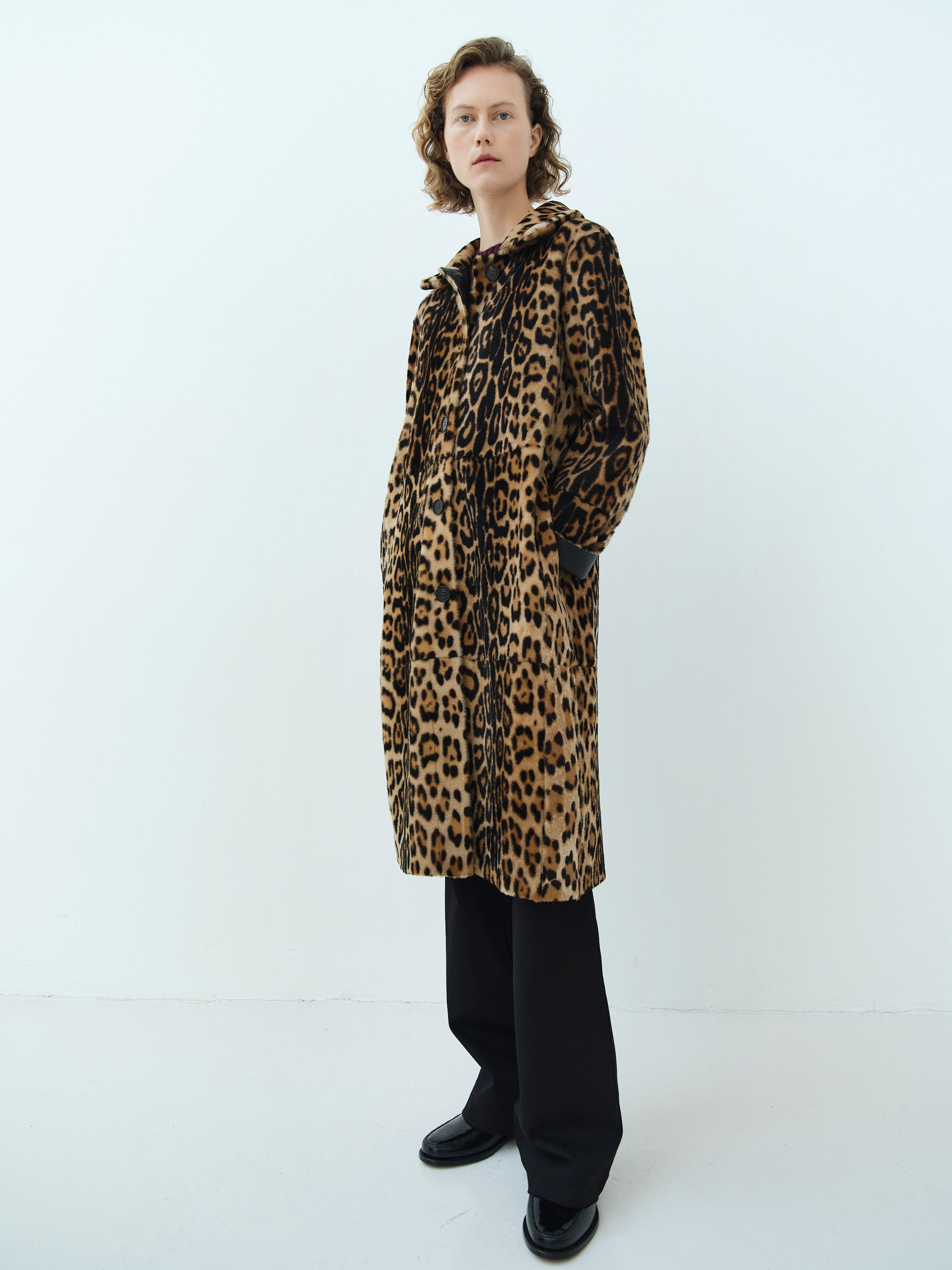 MADISON SHEARLING COAT REVERSIBLE / HAND PRINTED PANTHER