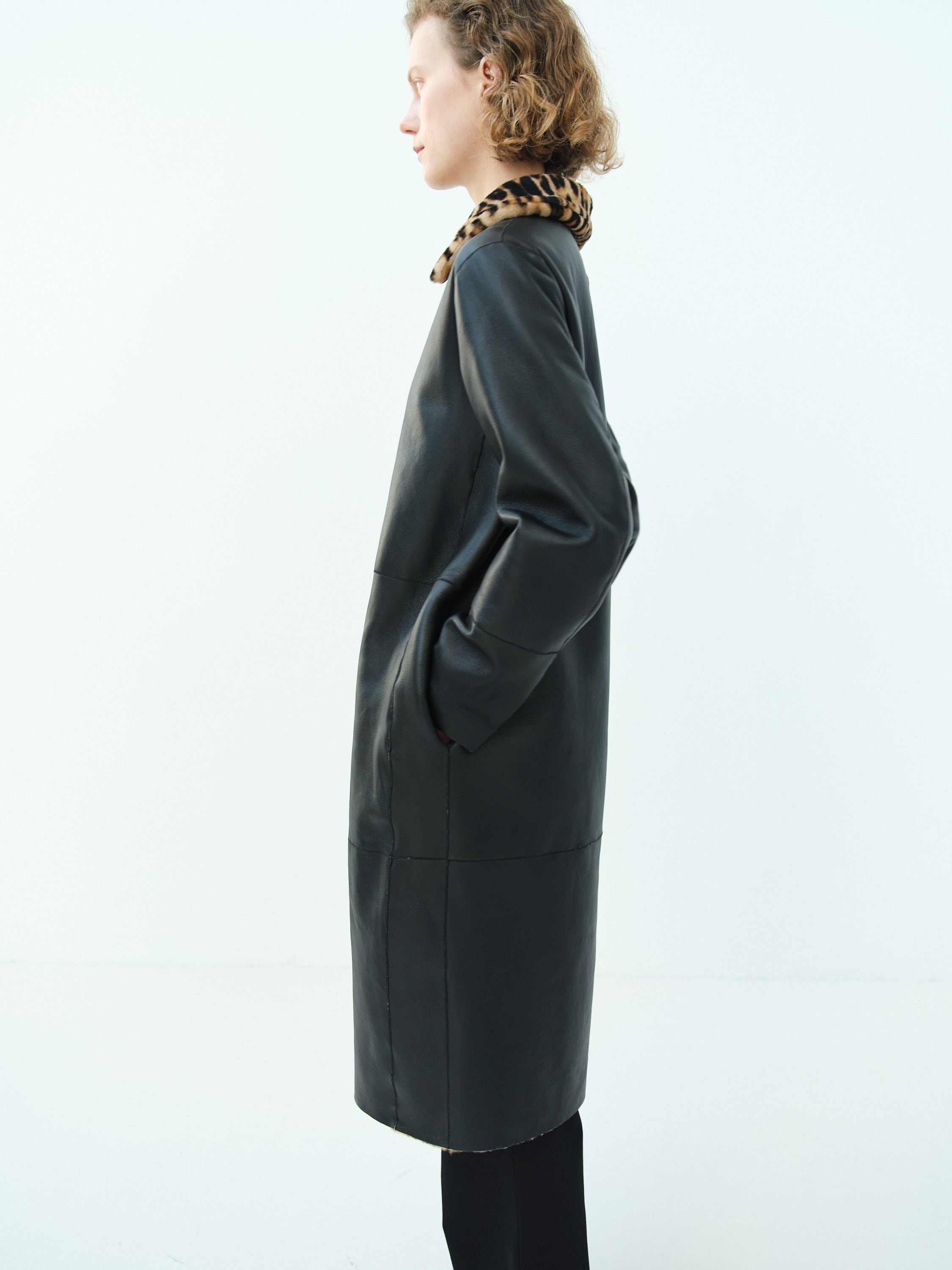 MADISON SHEARLING COAT REVERSIBLE / HAND PRINTED PANTHER