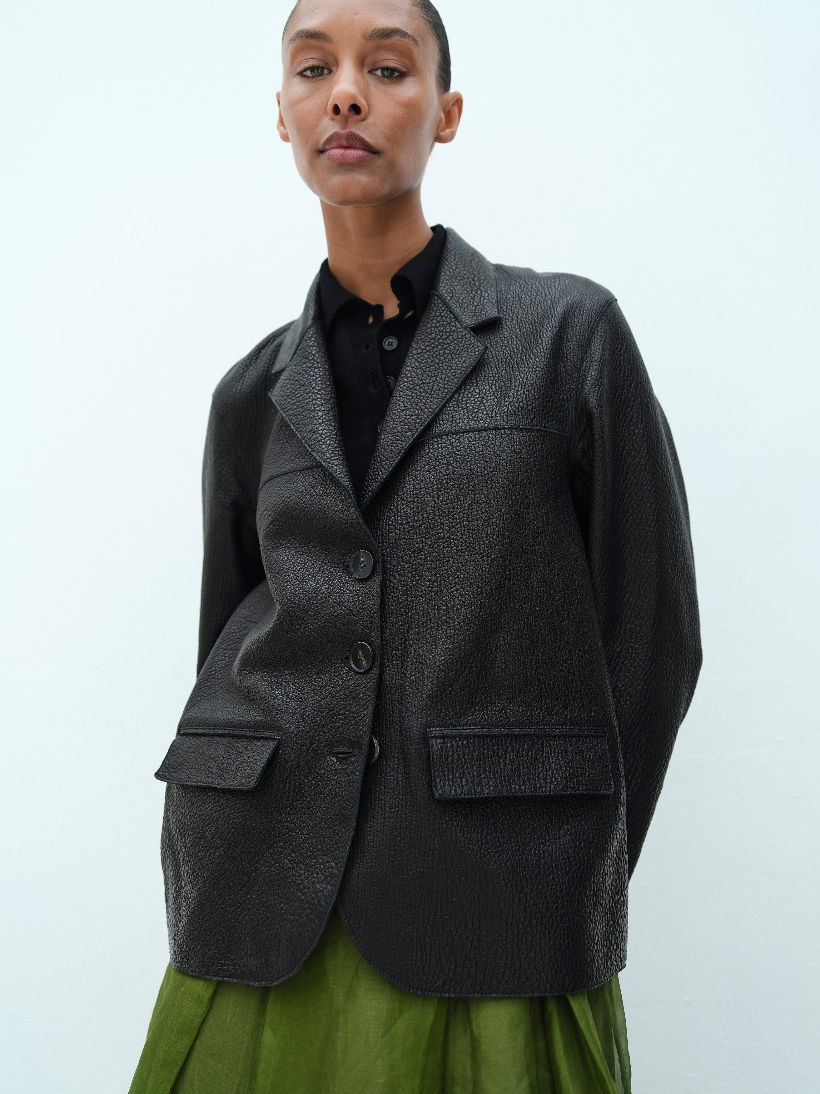 STEVE LEATHER JACKET / BLACK – RIKA STUDIOS