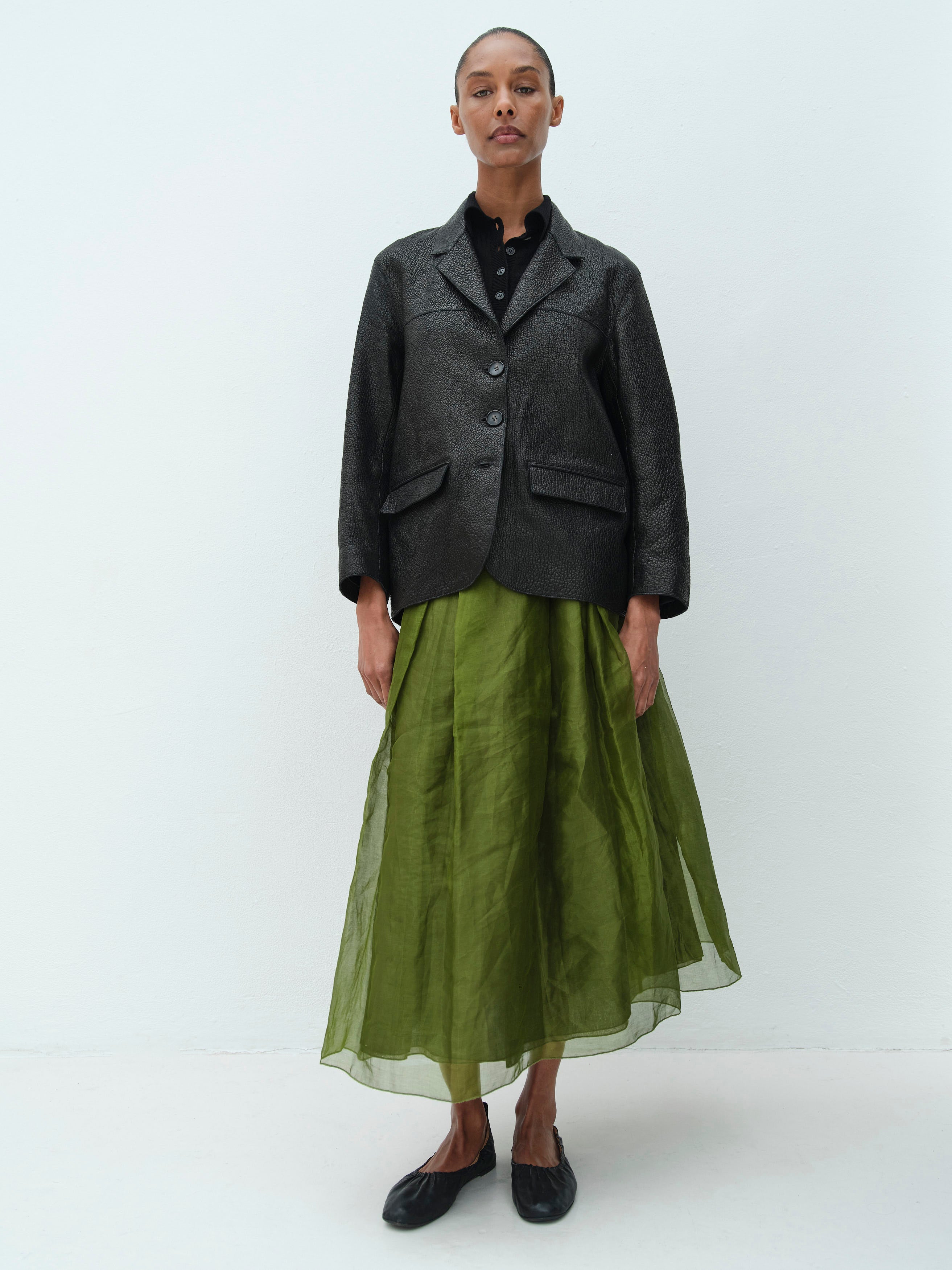 PARK LANE SILK SKIRT / OLIVE
