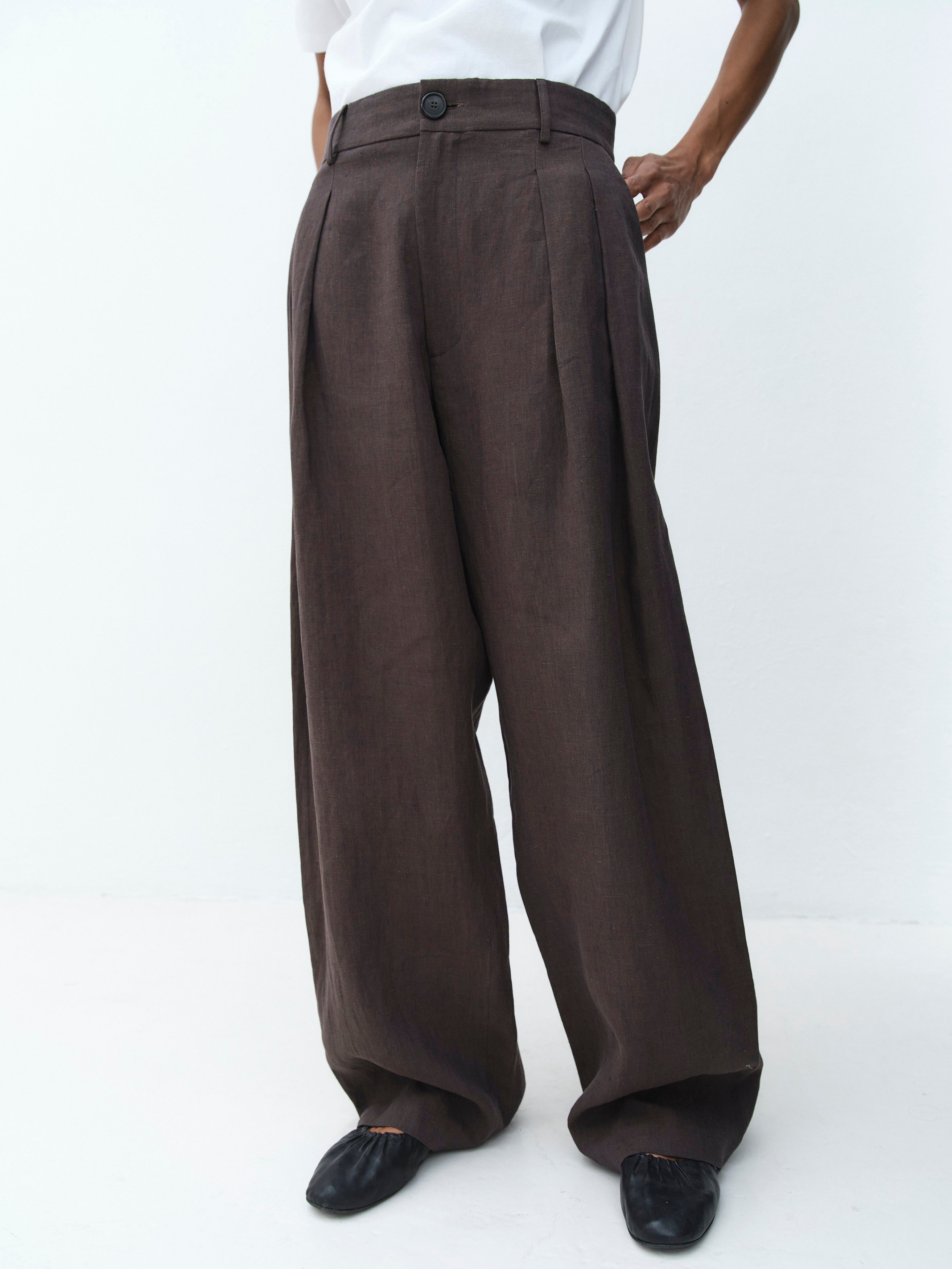 DIANE PANTS / CHOCOLATE LINEN