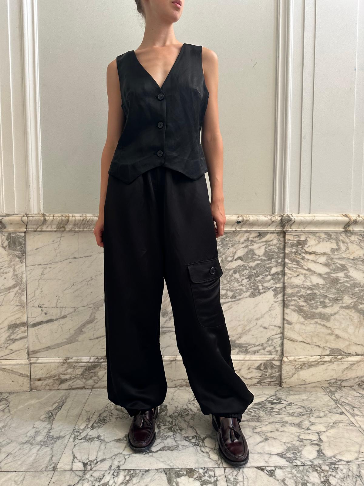 TRACK SET PANTS & VEST / BLACK