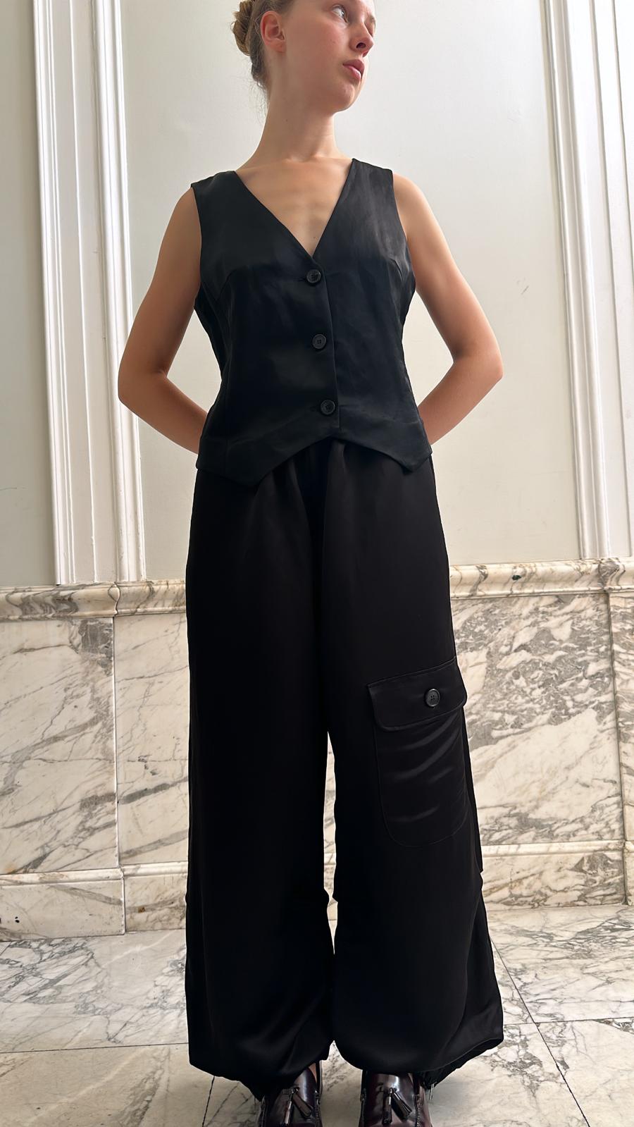 TRACK SET PANTS & VEST / BLACK