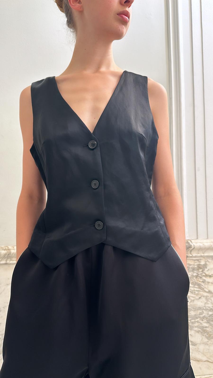 TRACK SET PANTS & VEST / BLACK