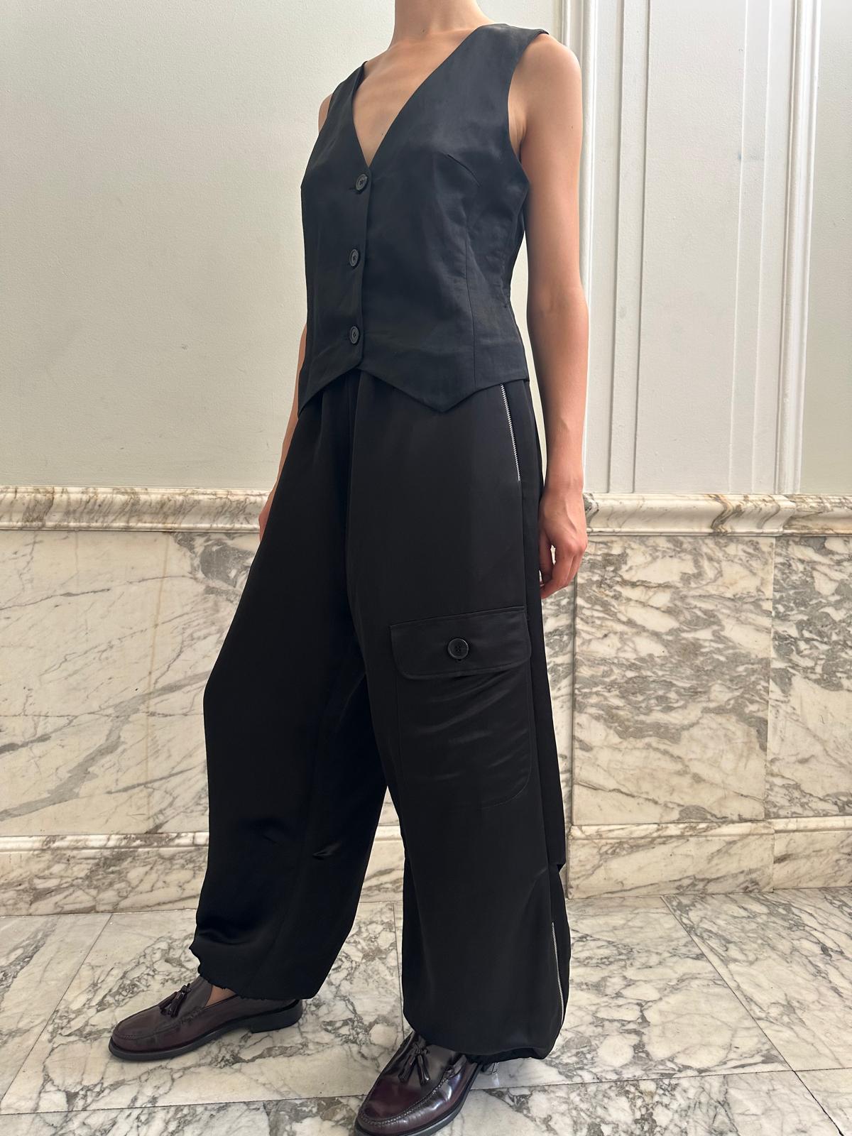 TRACK SET PANTS & VEST / BLACK