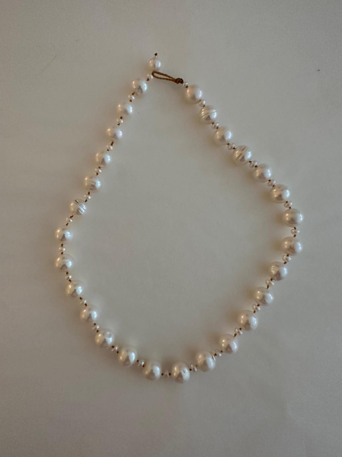 MARICHELLE / BIG PEARL NECKLACE, NUDE CORD