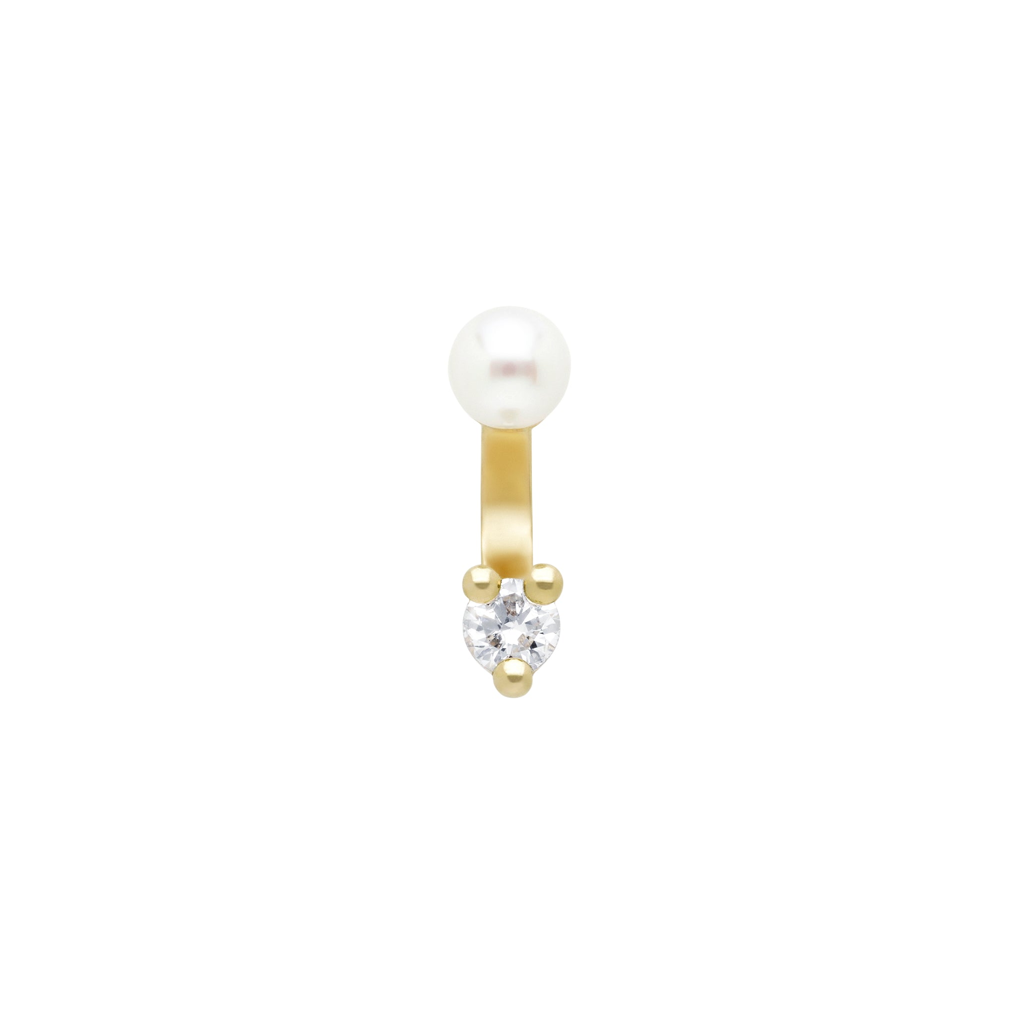 DELFINA / DOTS PEARL - DIMOND PIERCING STUD