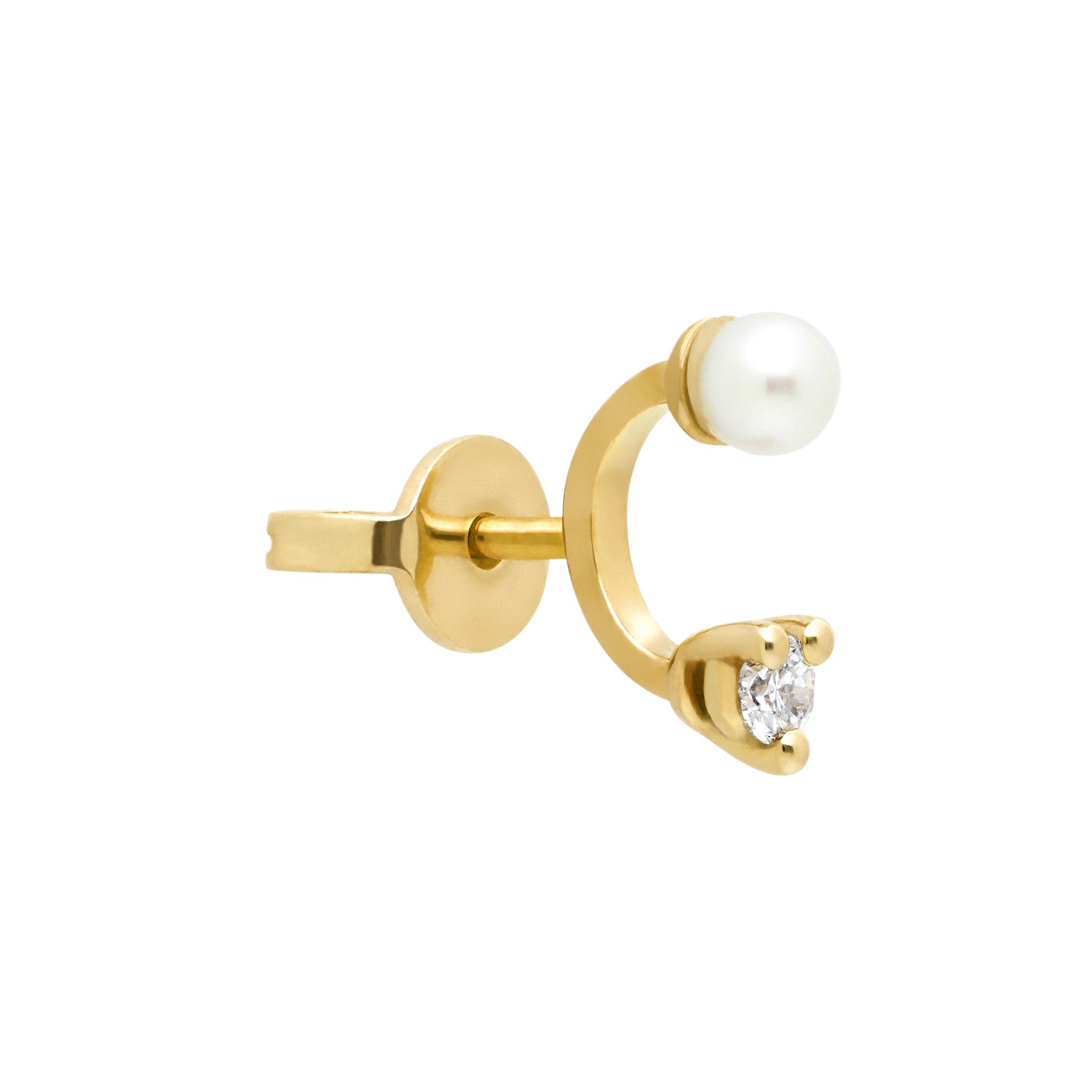 DELFINA / DOTS PEARL - DIMOND PIERCING STUD